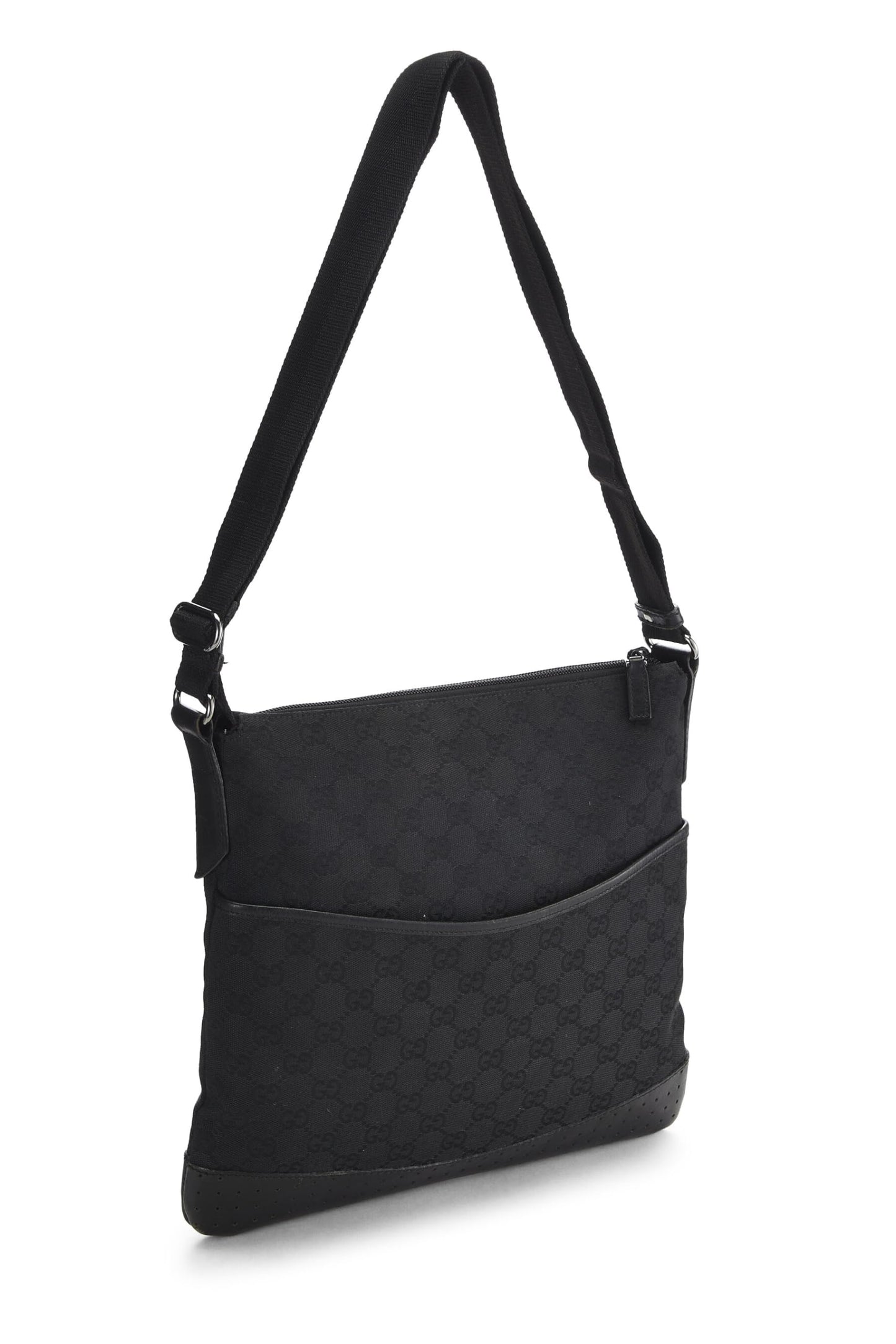 Gucci, Black Canvas Pocket Messenger, Black