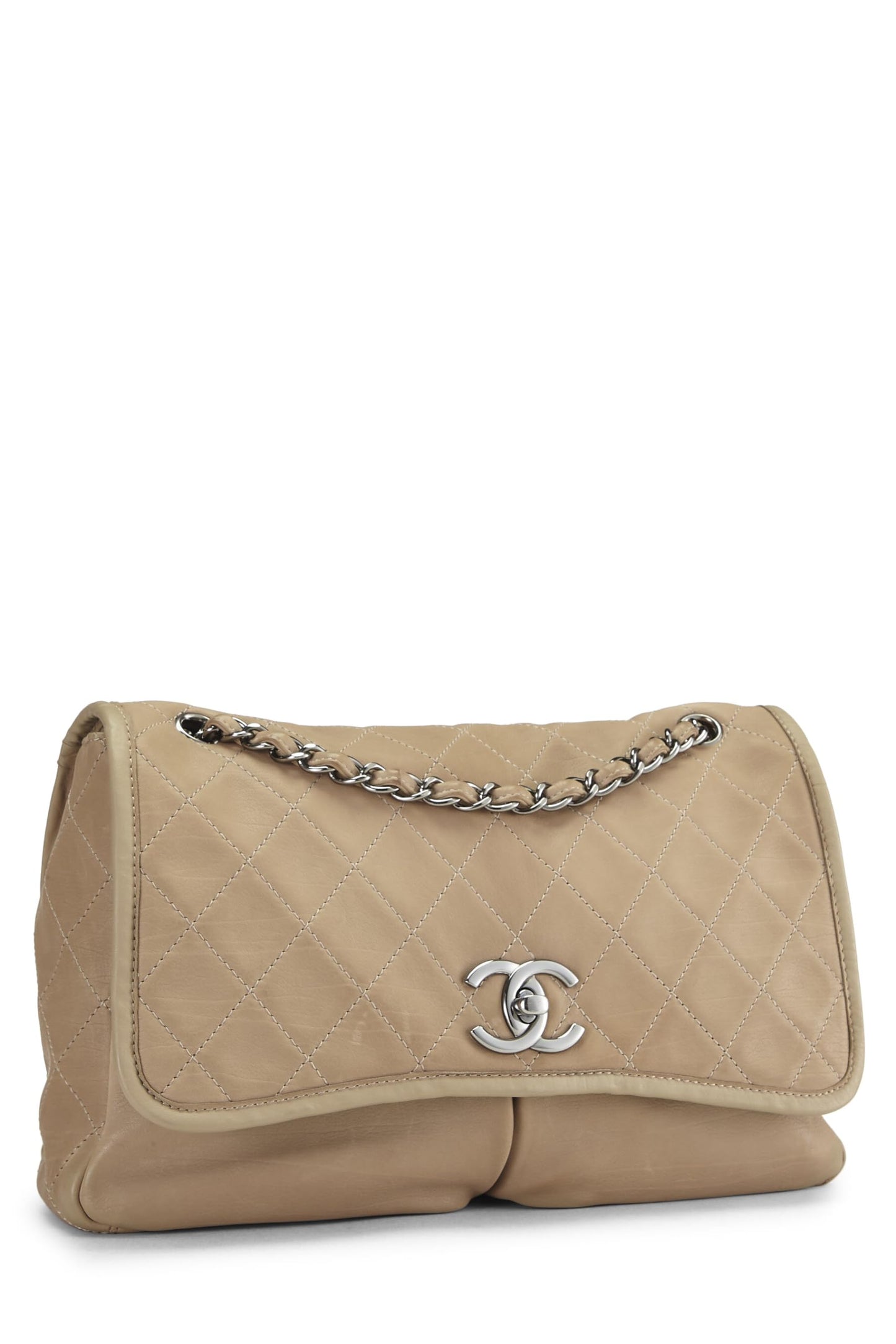 Chanel, Beige Quilted Lambskin Natural Beauty Flap Bag Large, Beige