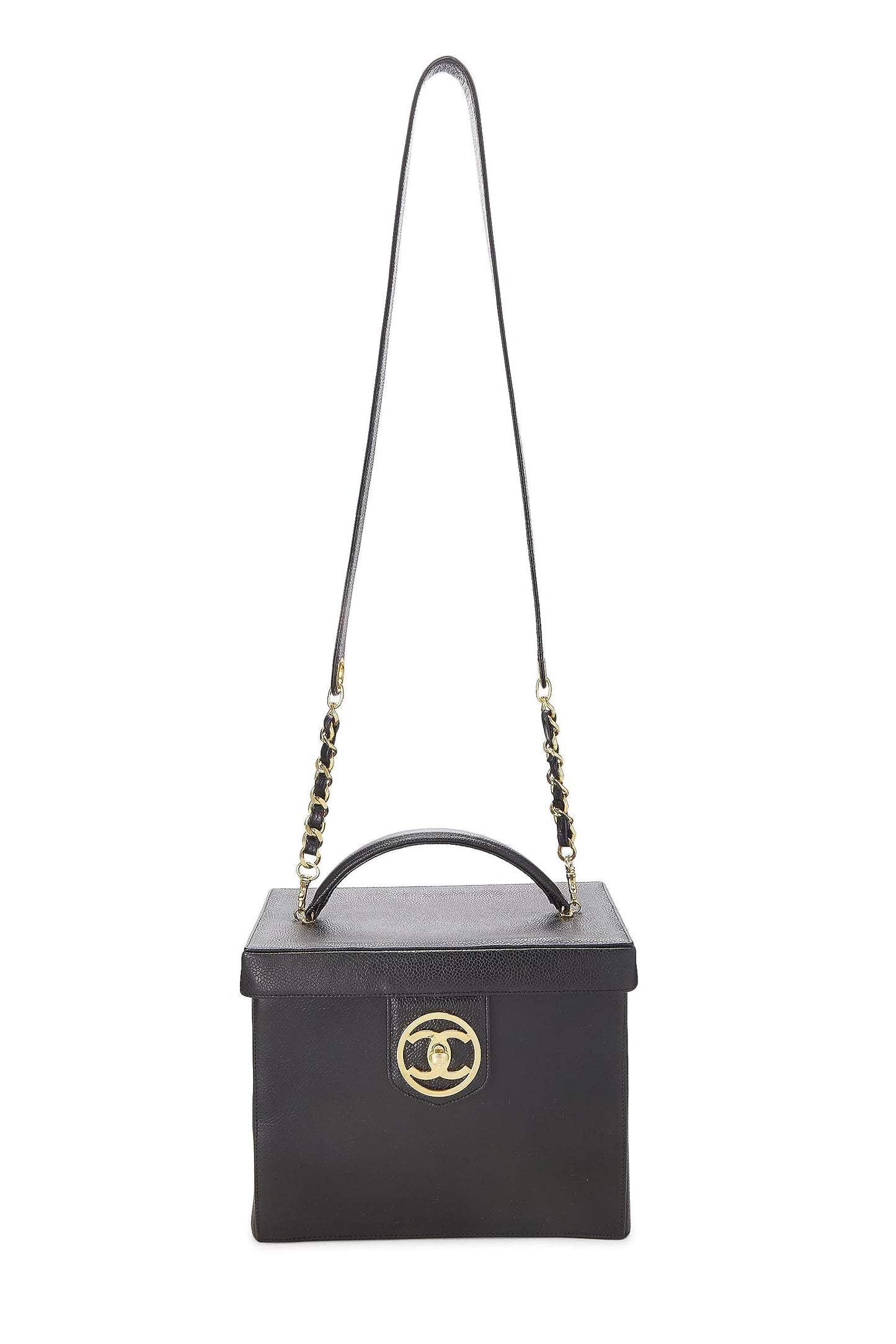 Chanel, Black Caviar Circle 'CC' Vanity Large, Black
