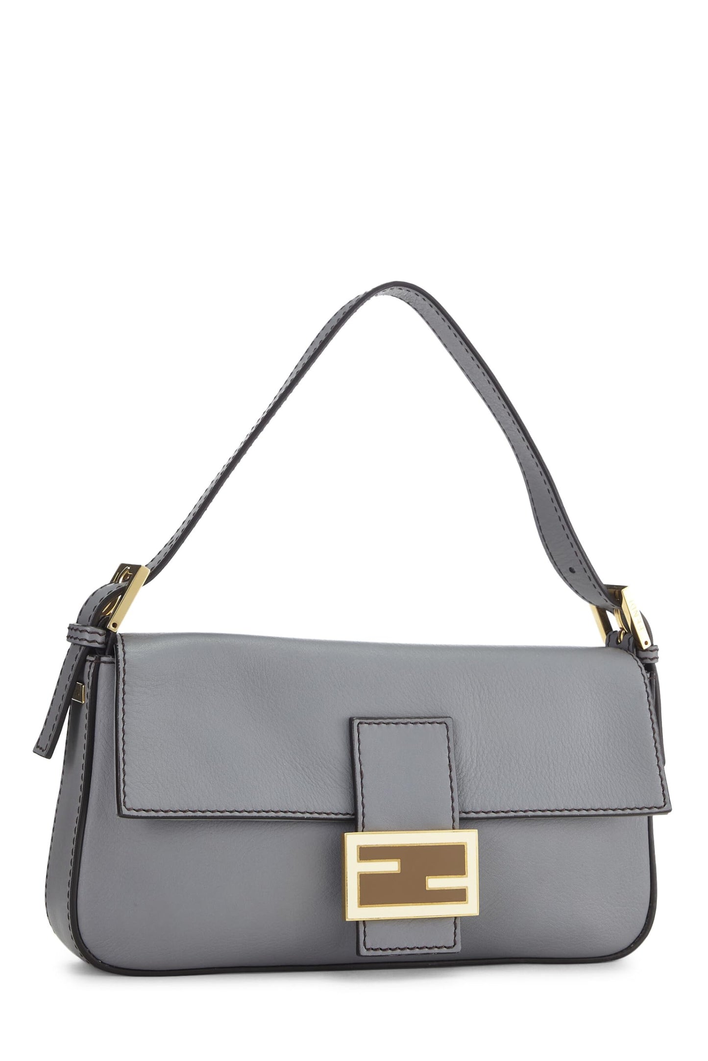Fendi, Grey Leather Baguette, Grey