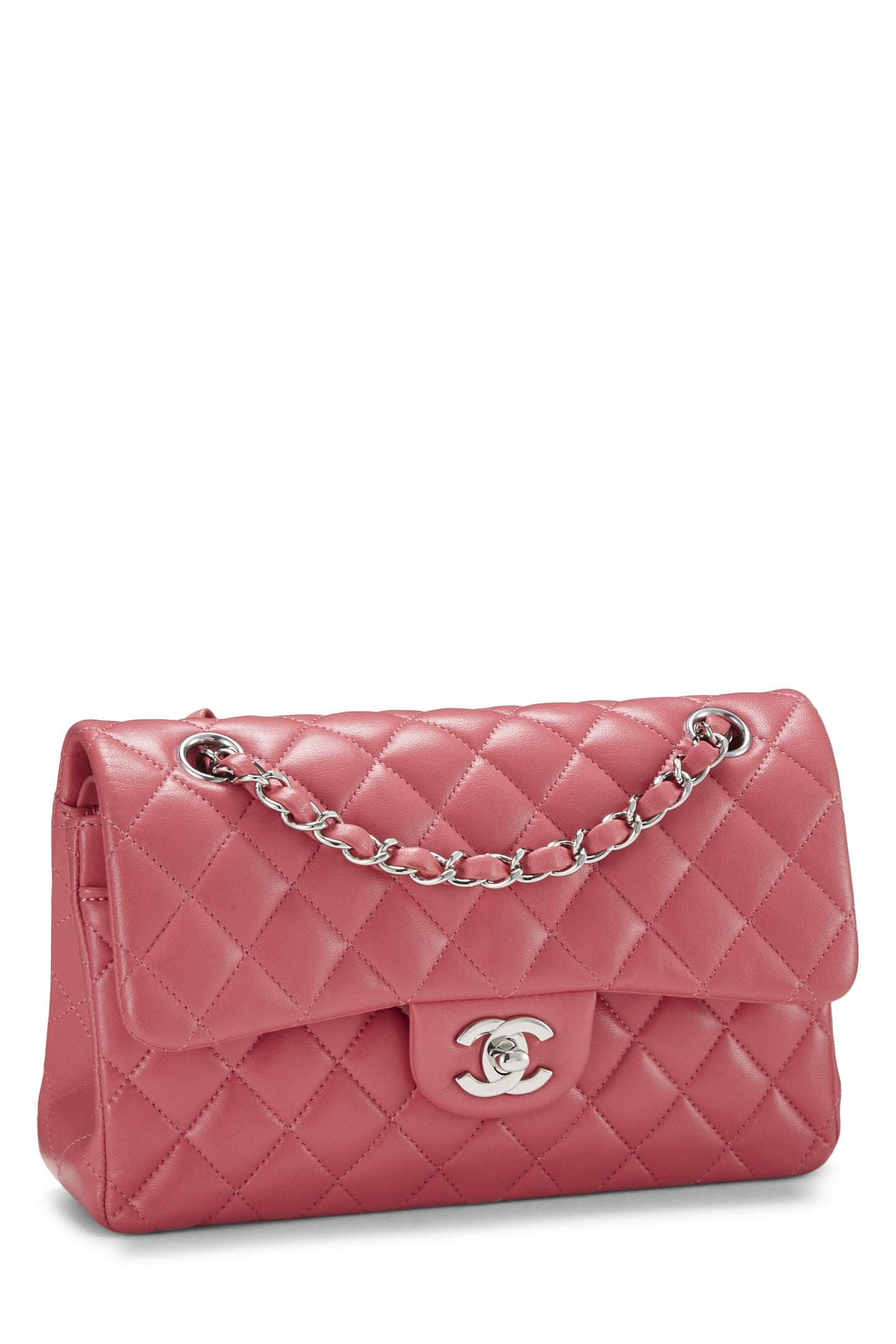 Chanel, Pink Quilted Lambskin Classic Double Flap Small, Pink