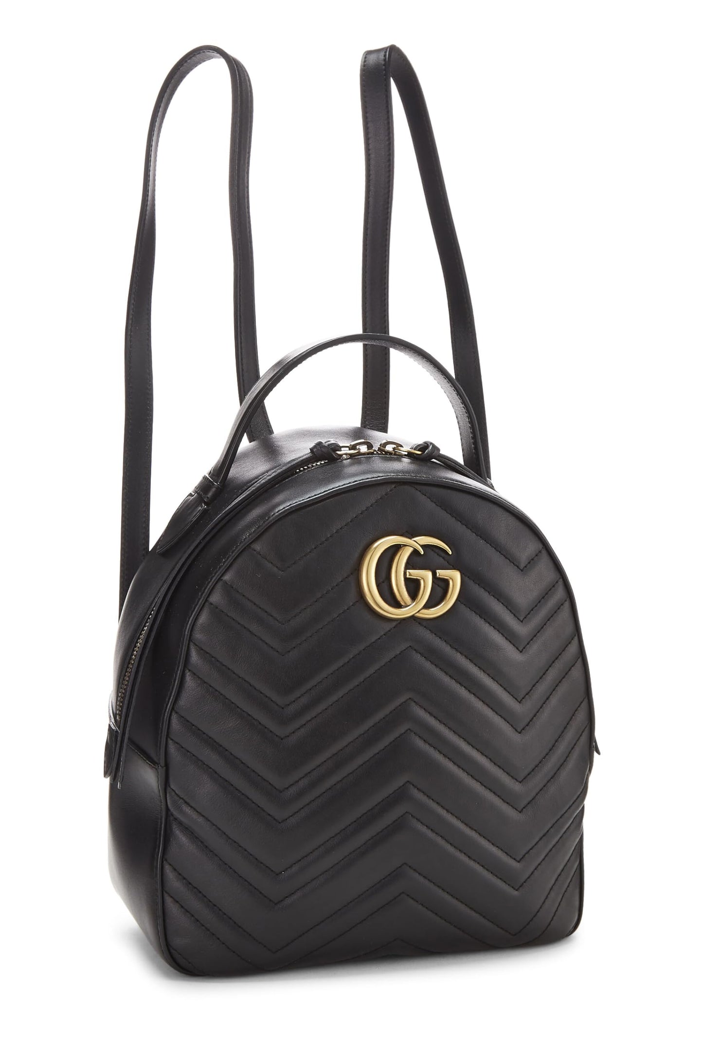 Gucci, Black Leather GG Marmont Backpack, Black