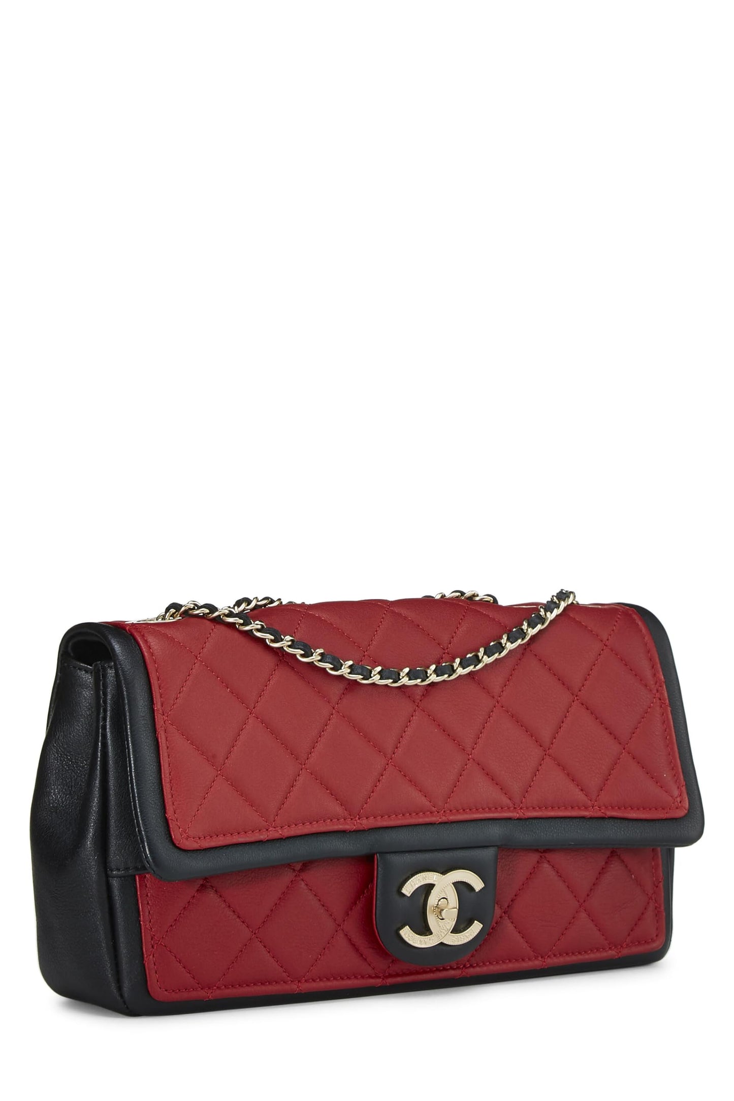 Chanel, Red & Black Quilted Lambskin Graphic Flap Medium, Multi