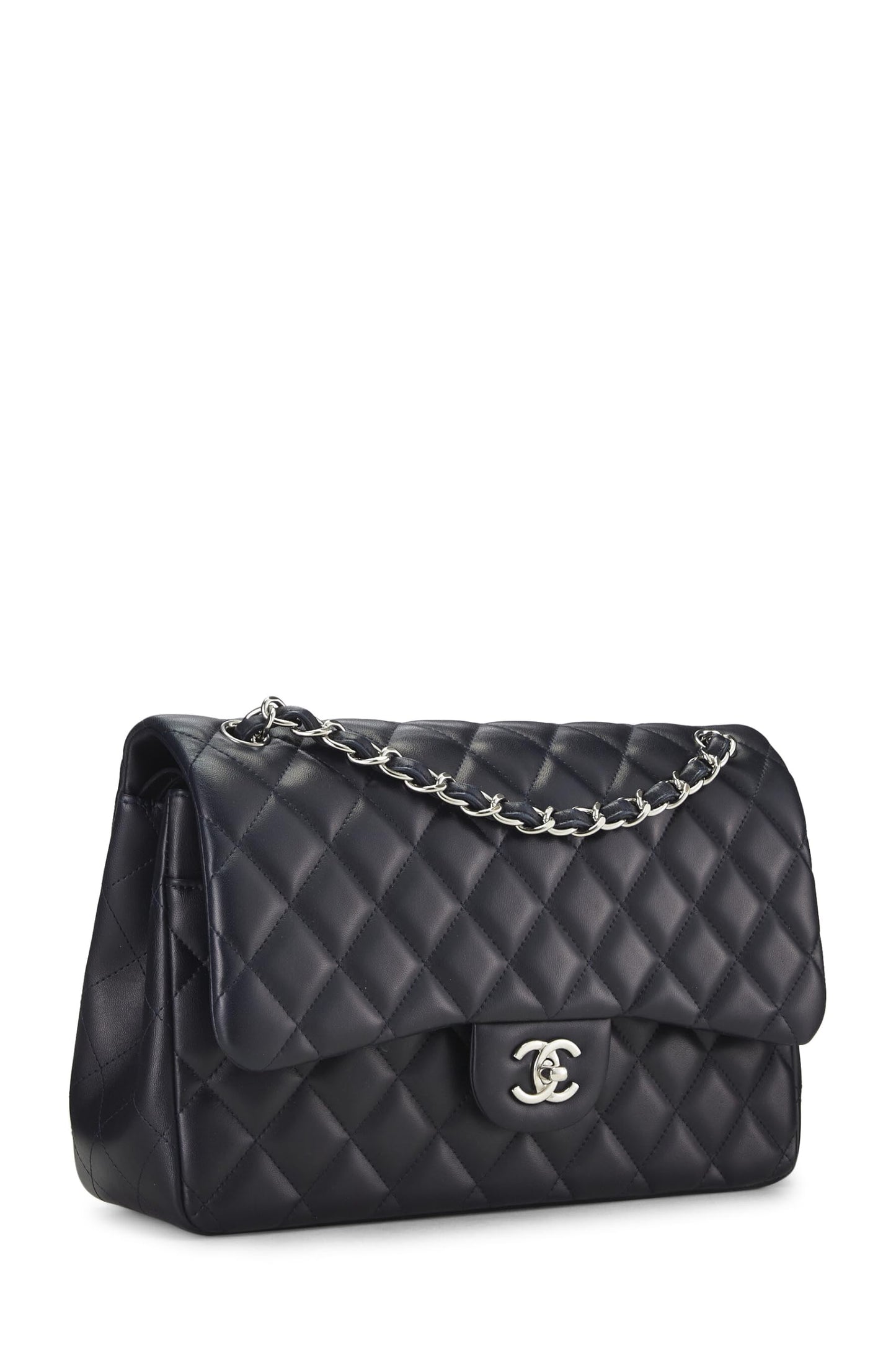 Chanel, Blue Quilted Lambskin New Classic Double Flap Jumbo, Blue