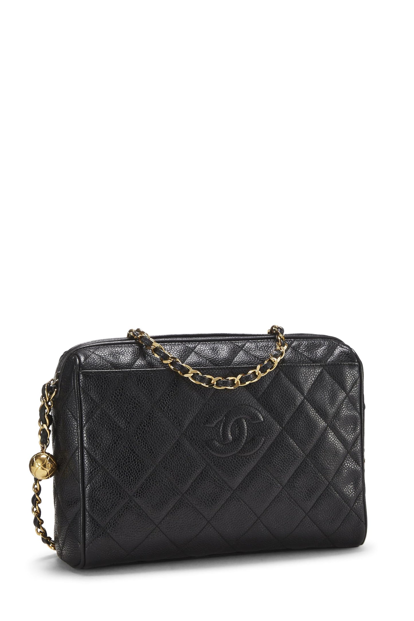 Chanel, Black Quilted Caviar Pocket Camera Bag Medium, Black