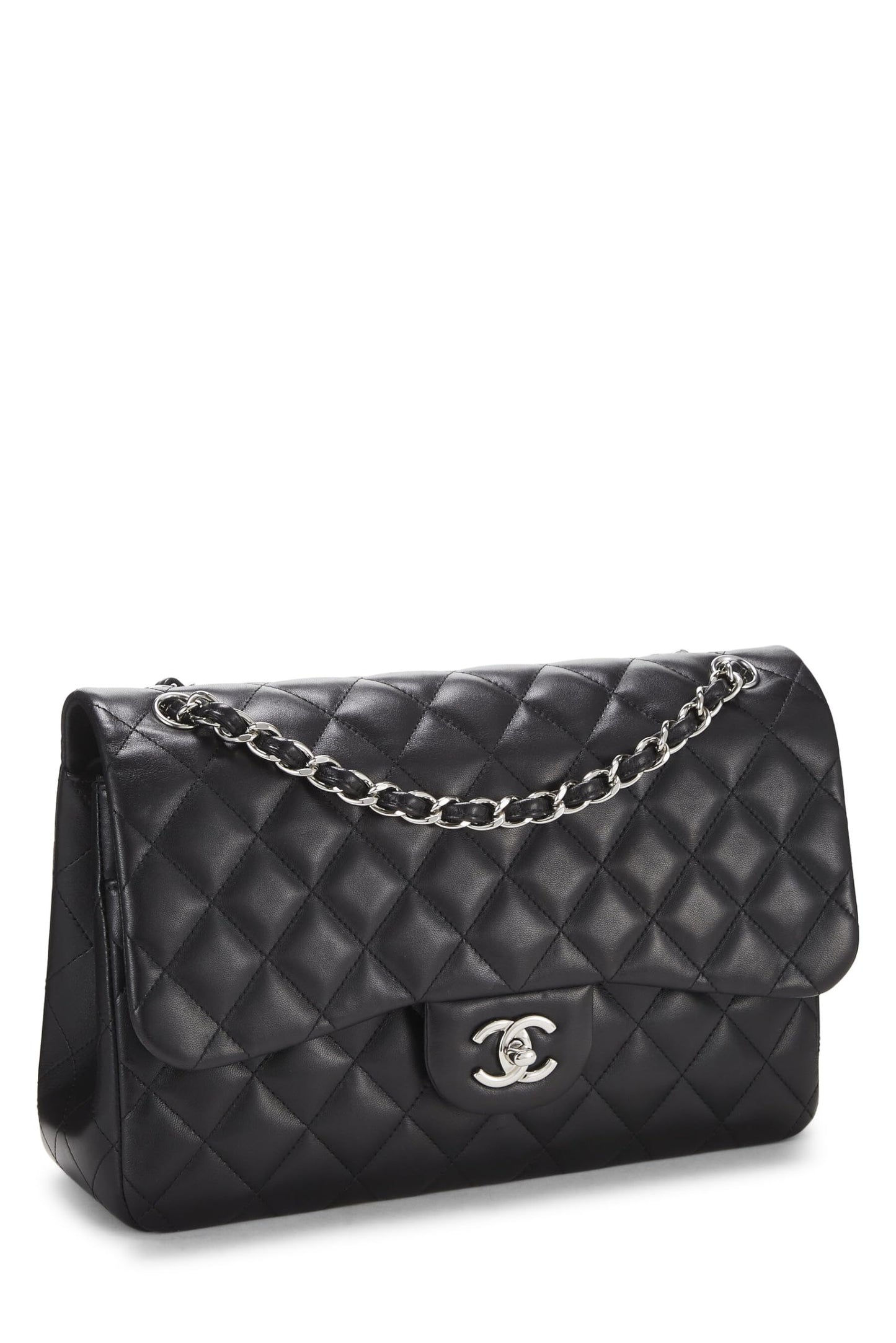 Chanel, Black Quilted Lambskin New Classic Double Flap Jumbo, Black
