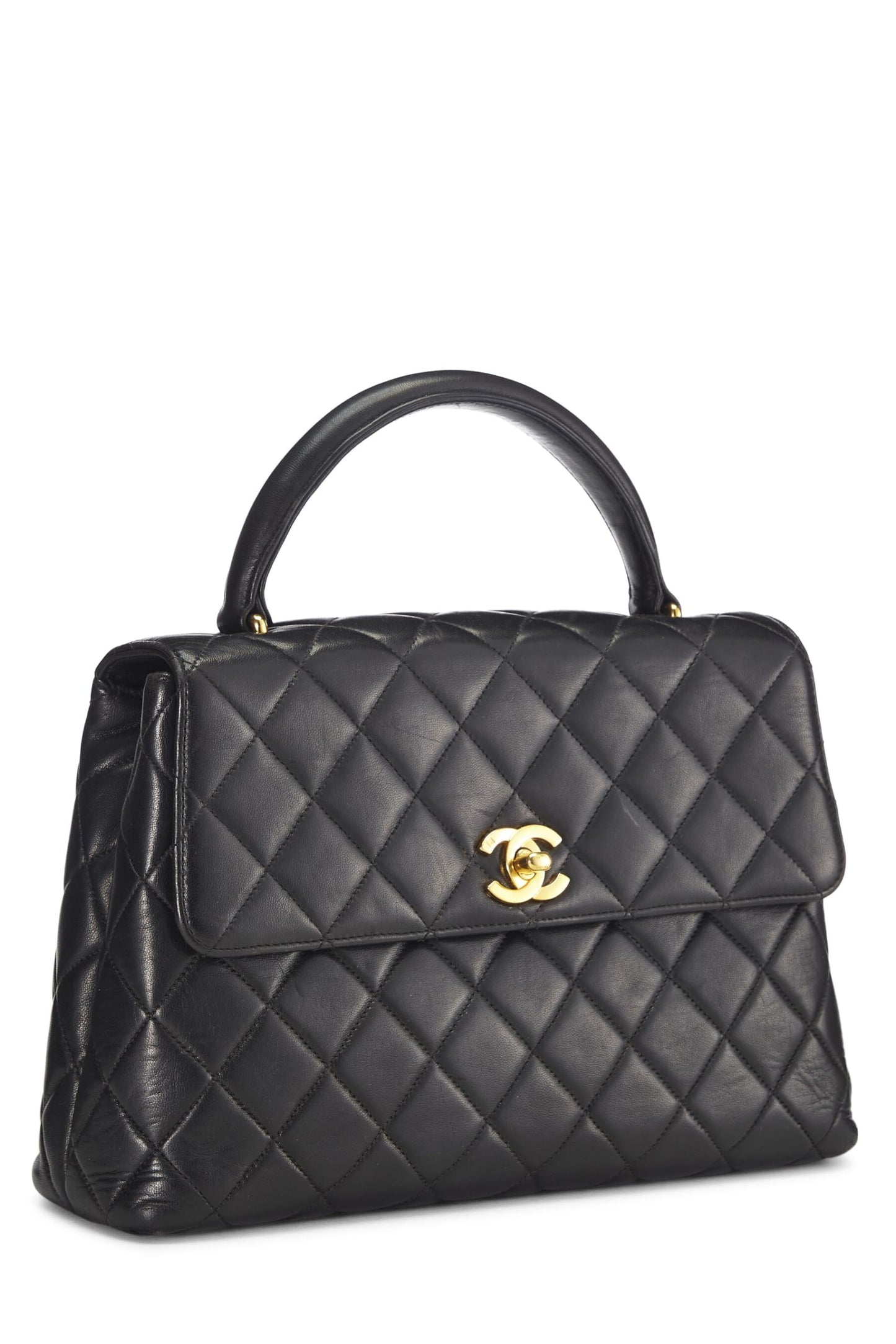 Chanel, Black Quilted Lambskin Kelly, Black