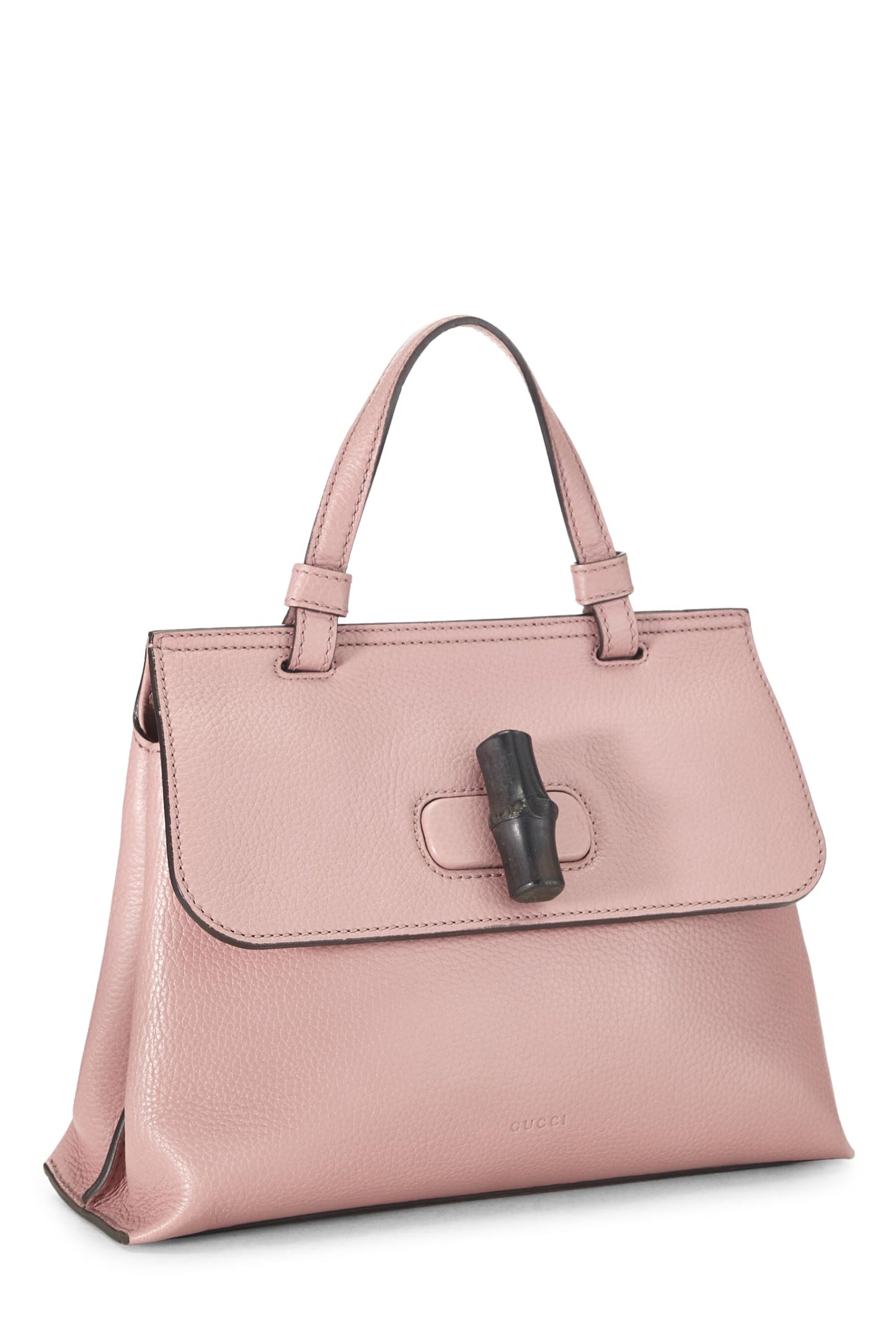 Gucci, Pink Leather Bamboo Daily Handbag Small, Pink