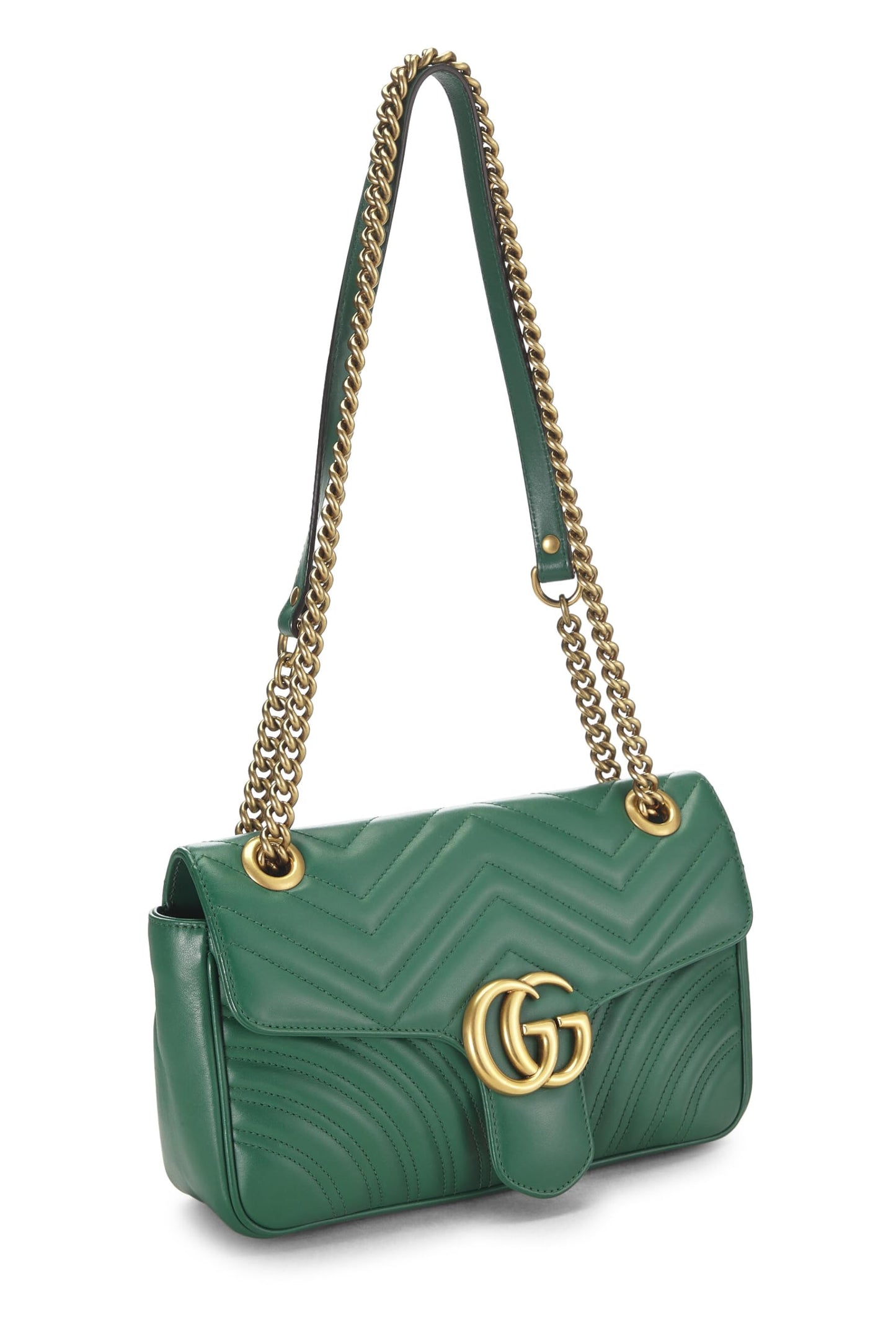 Gucci, Green Leather GG Marmont Shoulder Bag Small, Green