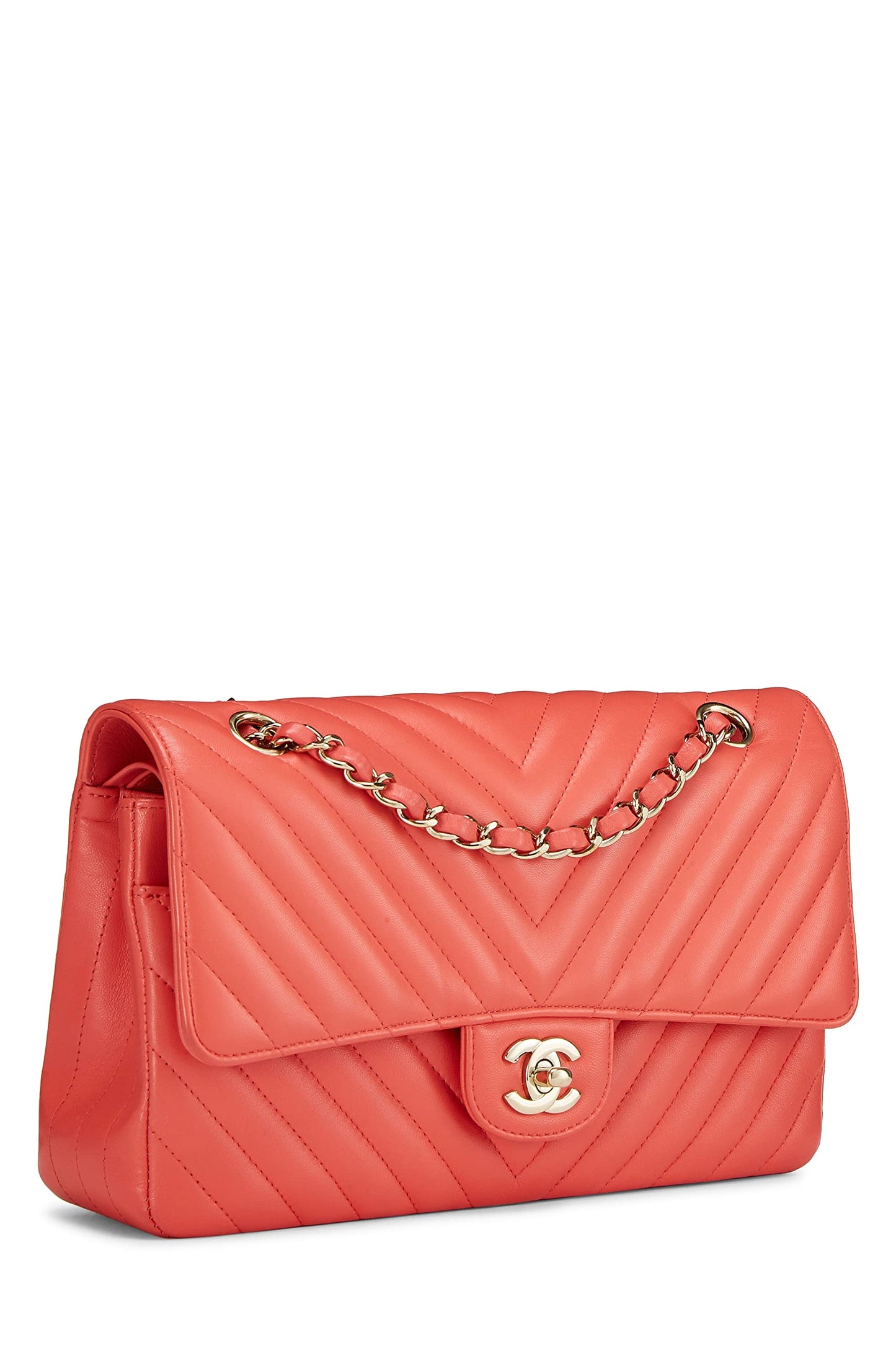 Chanel, Pink Chevron Lambskin Classic Double Flap Medium, Pink
