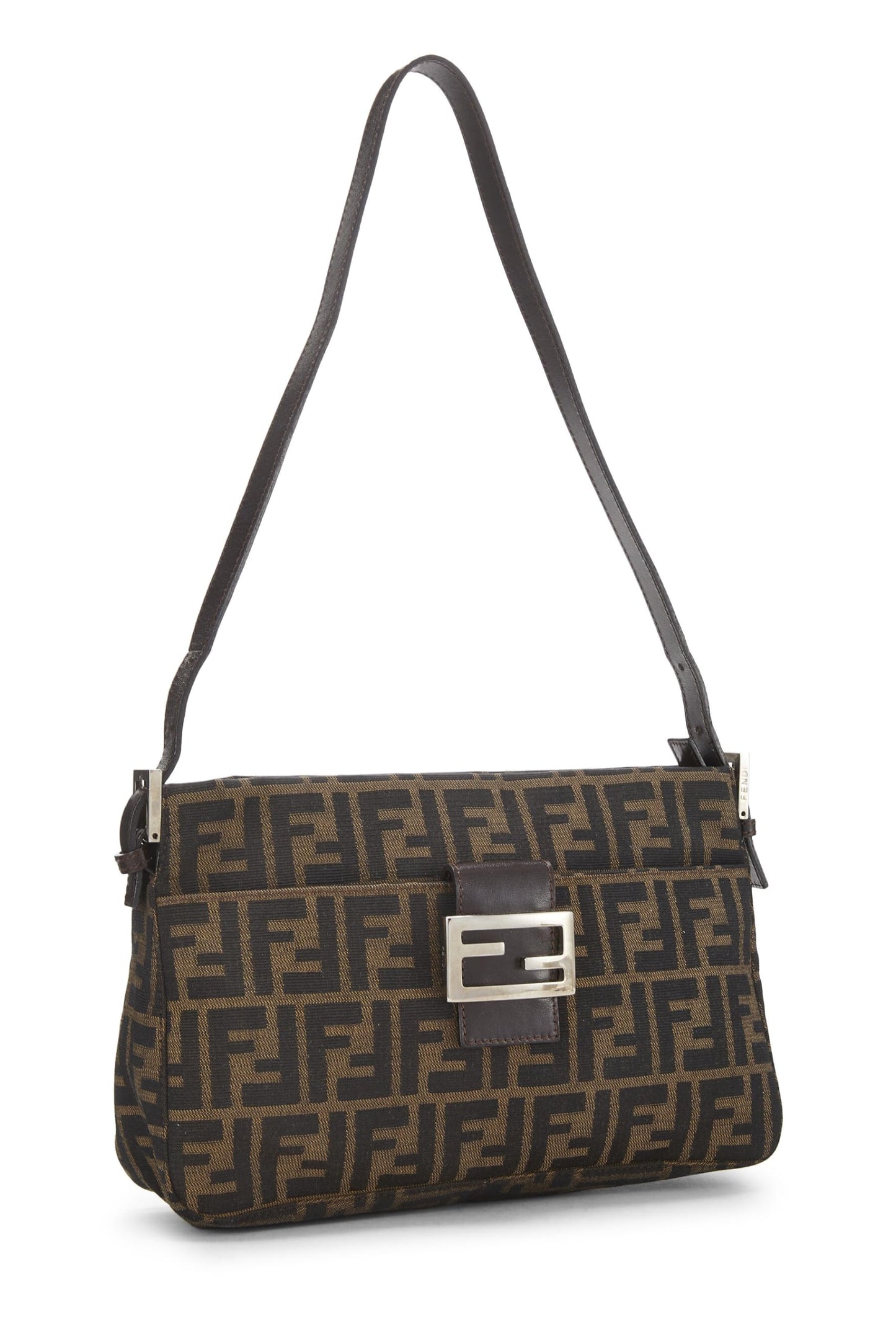 Fendi, Brown Zucca Canvas Shoulder Bag, Brown