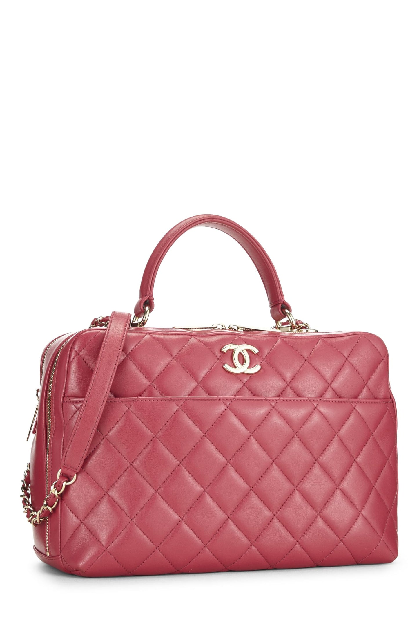 Chanel, Pink Quilted Lambskin Trendy 'CC' Bowling Bag Large, Pink