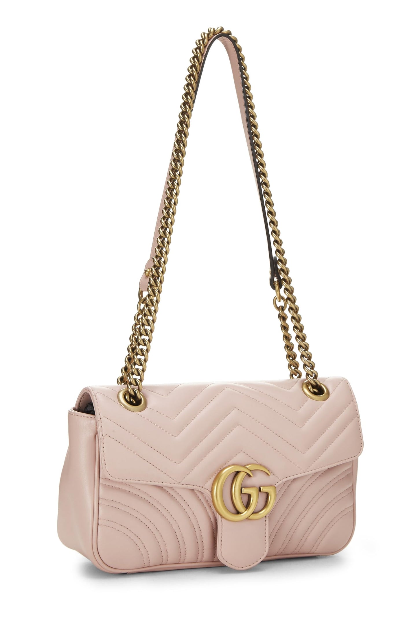 Gucci, Pink Leather GG Marmont Shoulder Bag Small, Pink