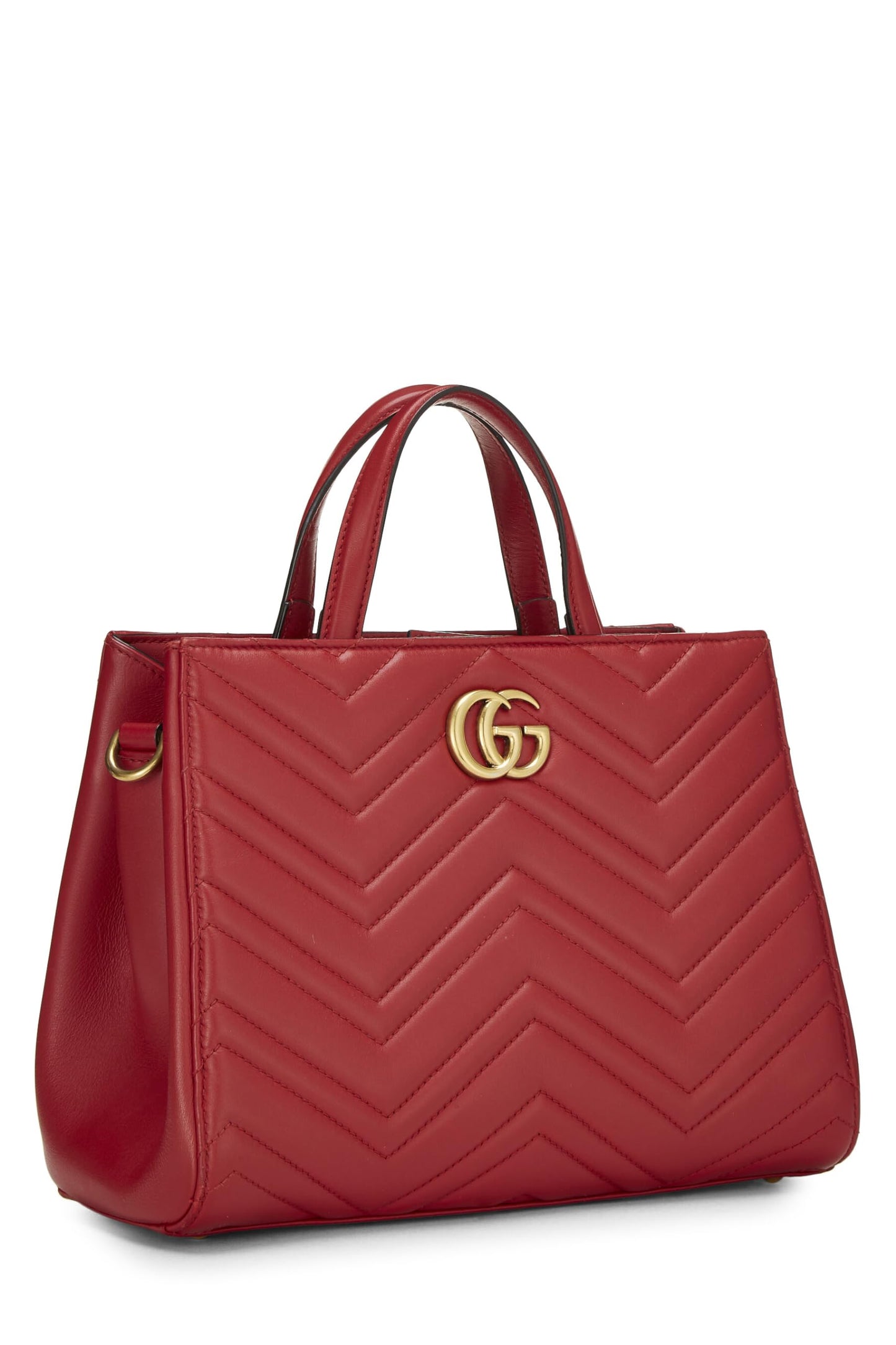 Gucci, Red Leather GG Marmont Top Handle Bag Small, Red
