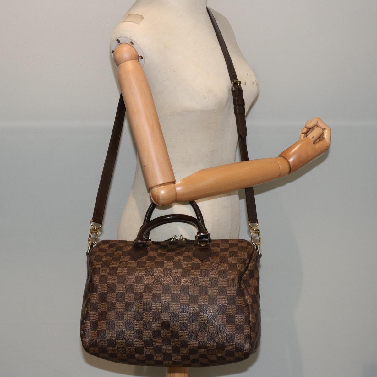 LOUIS VUITTON Damier Ebene Speedy Bandouliere 30 Hand Bag N41367 LV 72377