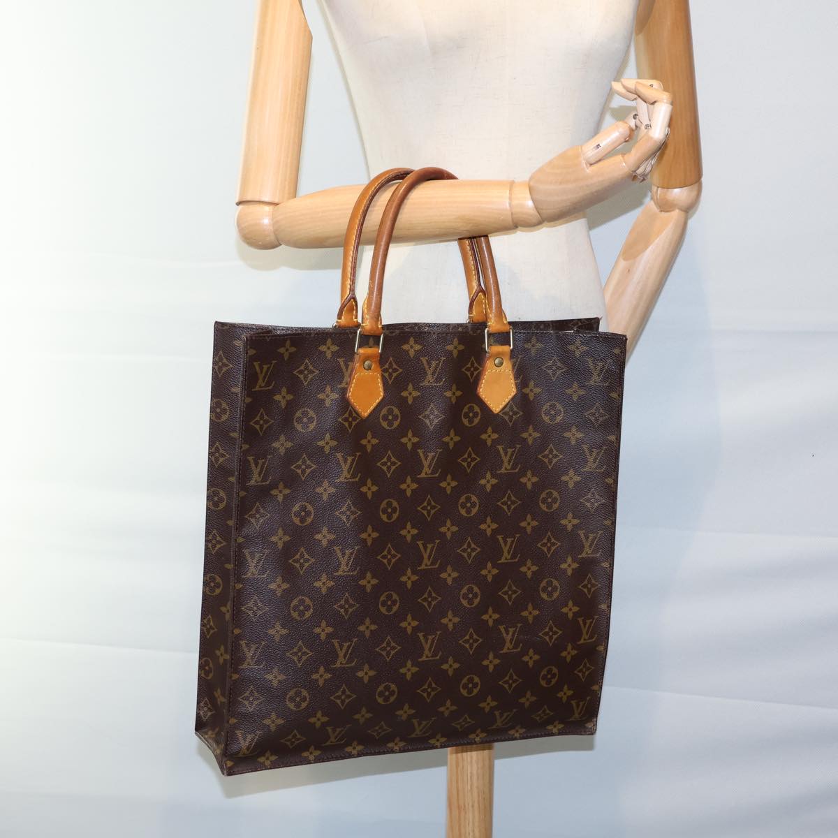 LOUIS VUITTON Monogram Sac Plat Hand Bag M51140 LV 72455