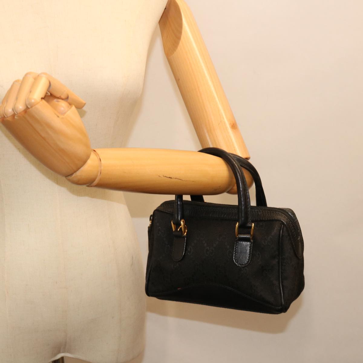 GUCCI GG Canvas Mini Hand Bag Black 72488