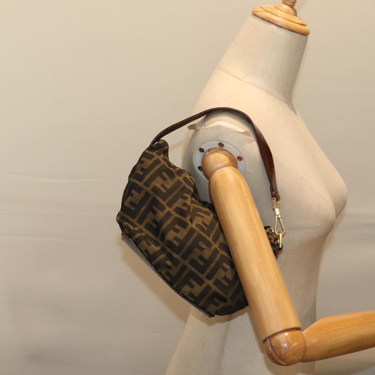 FENDI Zucca Canvas Hand Bag Brown Black 72618