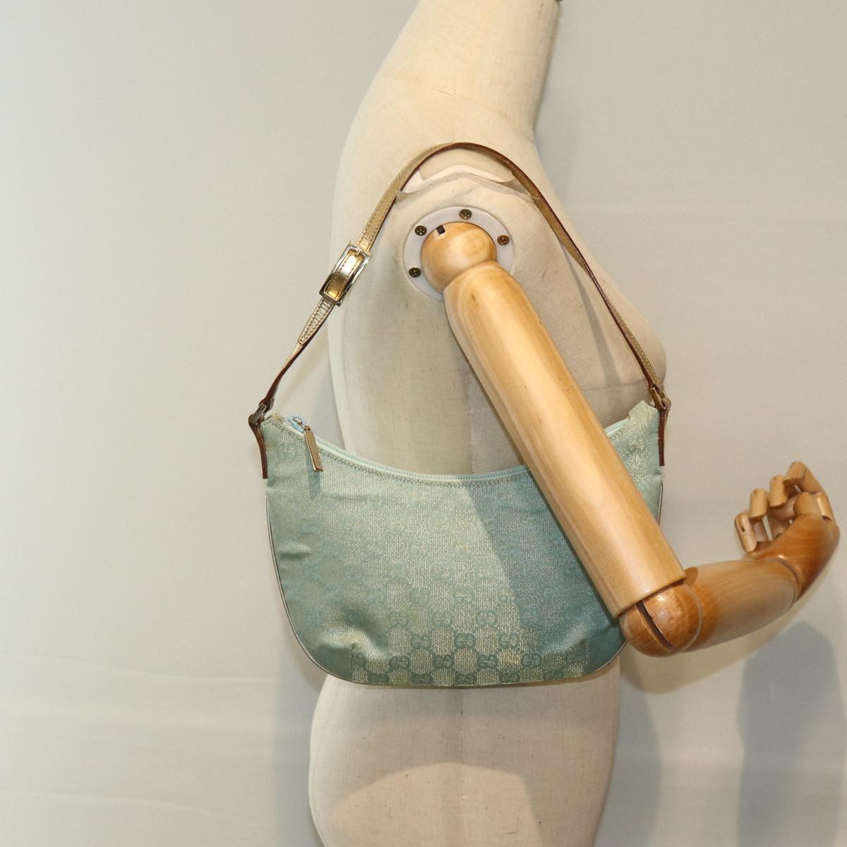 GUCCI GG Canvas Shoulder Bag Light Blue 73592