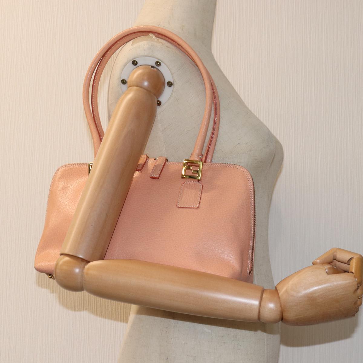 FENDI Hand Bag Leather Pink 73857