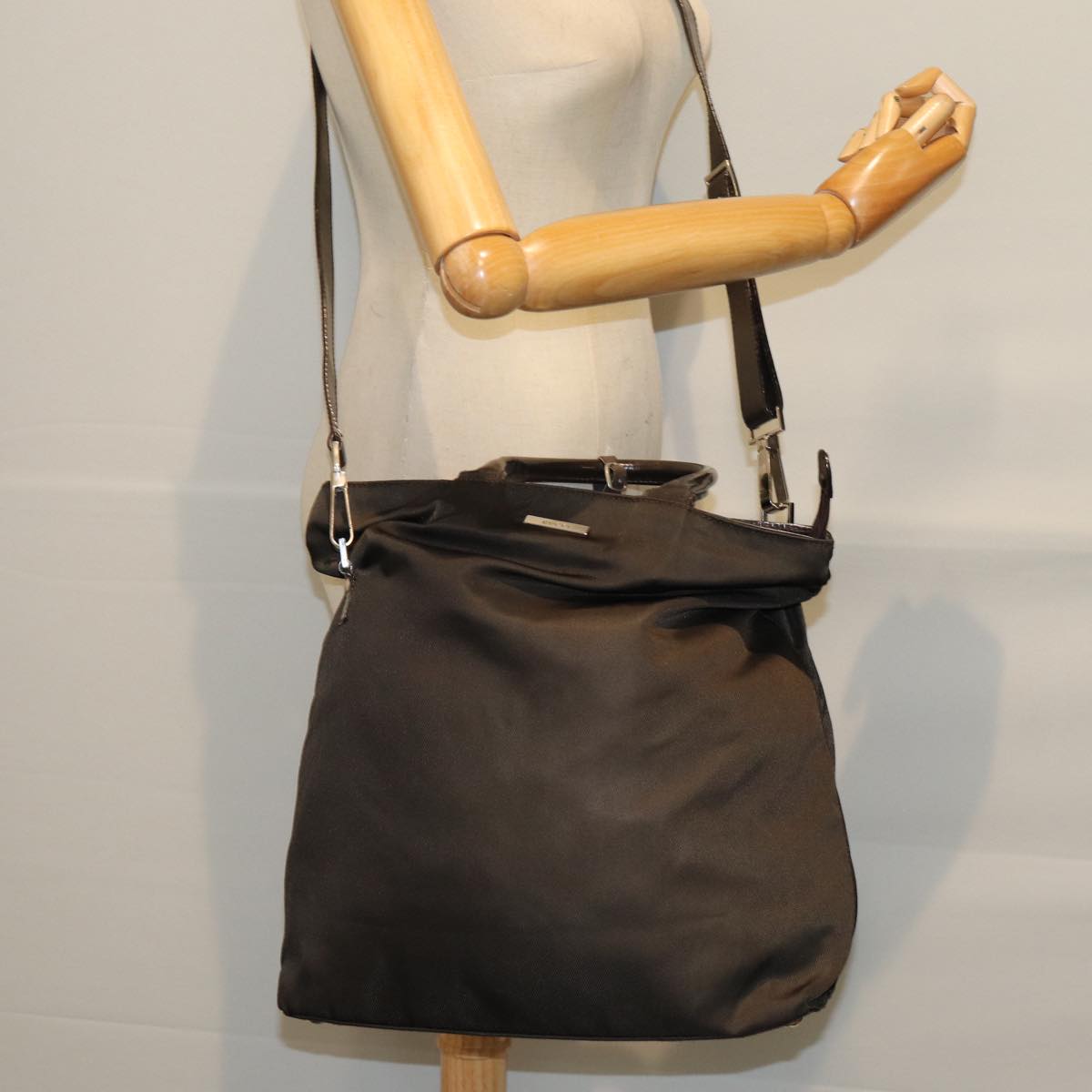 GUCCI Tote Bag Nylon 2way Brown 019 0283 73893