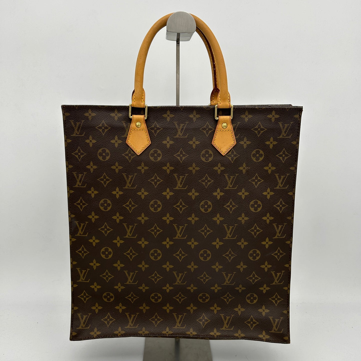 Louis Vuitton Sac Plat Monogram Brown Leather Tote Bag Medium