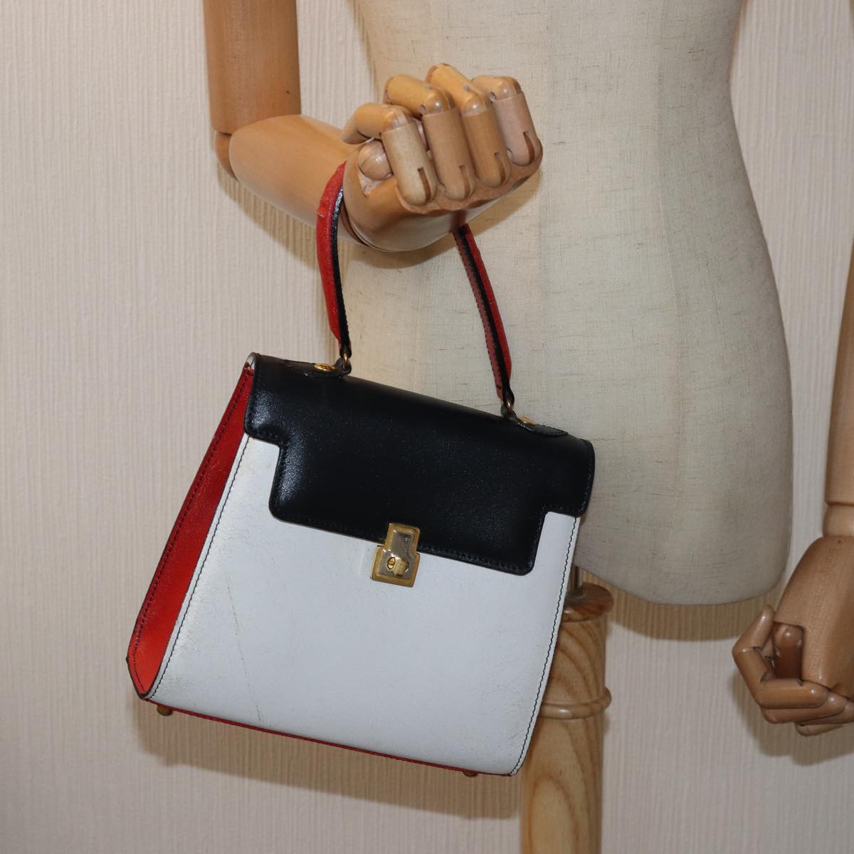 FENDI Hand Bag Leather White 75458