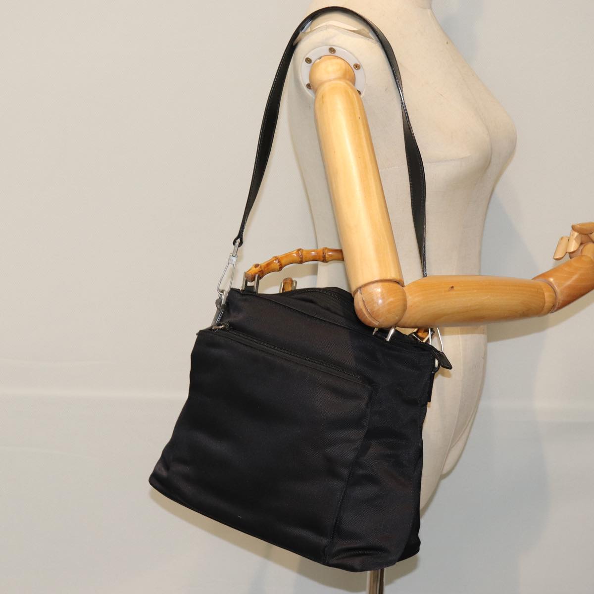 GUCCI Bamboo Hand Bag Nylon 2way Brown 002 2058 0508 5 77653