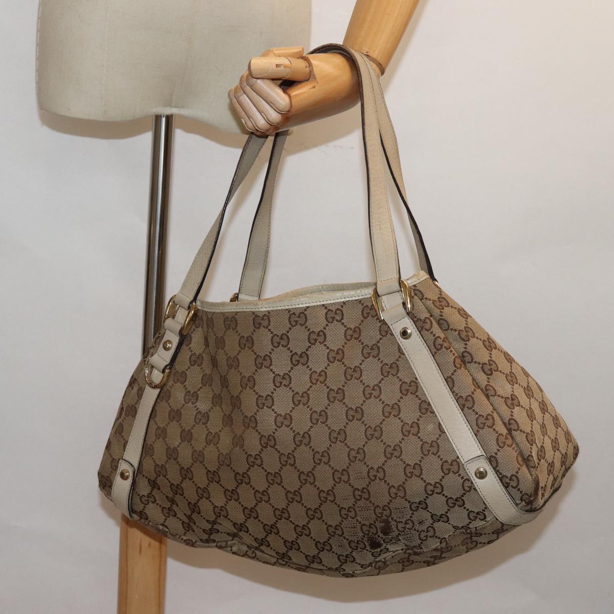 GUCCI GG Canvas Tote Bag Beige 130736 77689