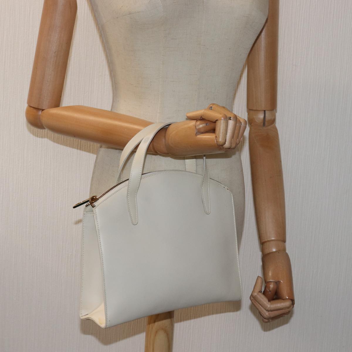 GUCCI Hand Bag Leather White 78475