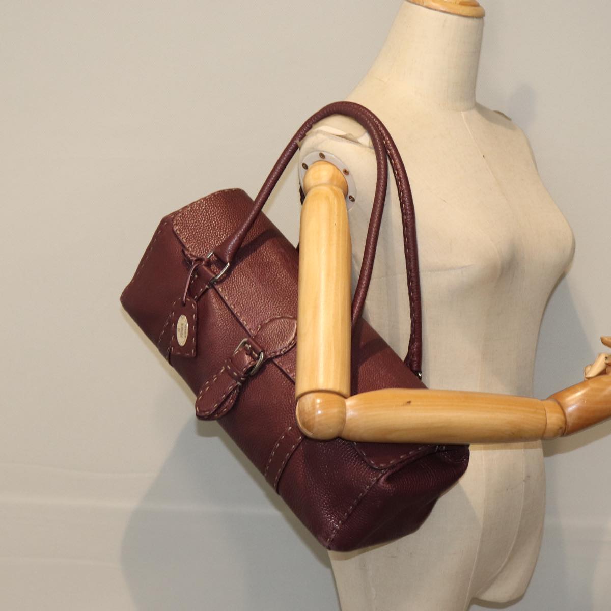 FENDI Celeria Shoulder Bag Leather Purple 78534