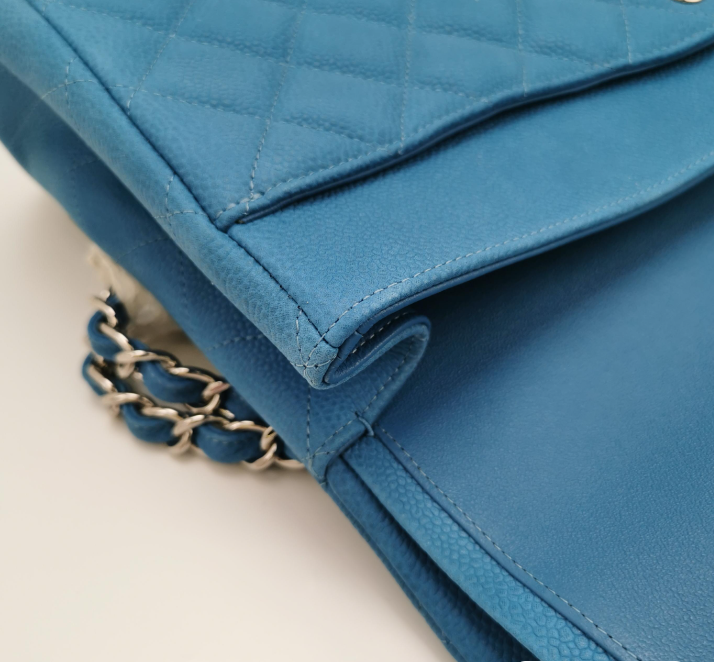 Preloved Chanel Classic Flap CF Bag Maxi Blue 24061878753329