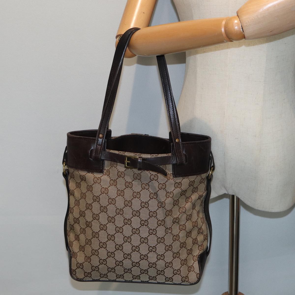 GUCCI GG Canvas Tote Bag Beige 107757 80825