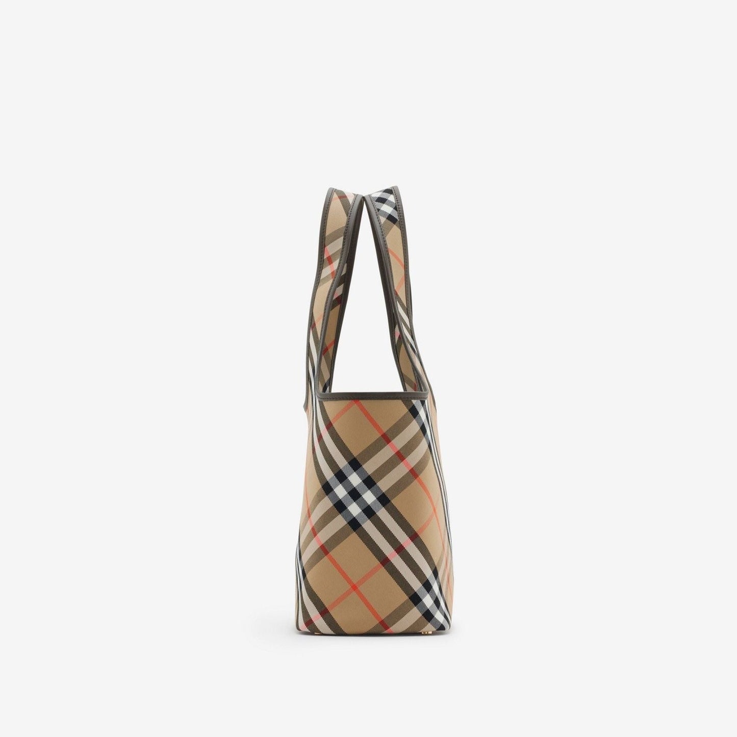 BEIGE CHECK PATTERN SMALL TOTE BAG
