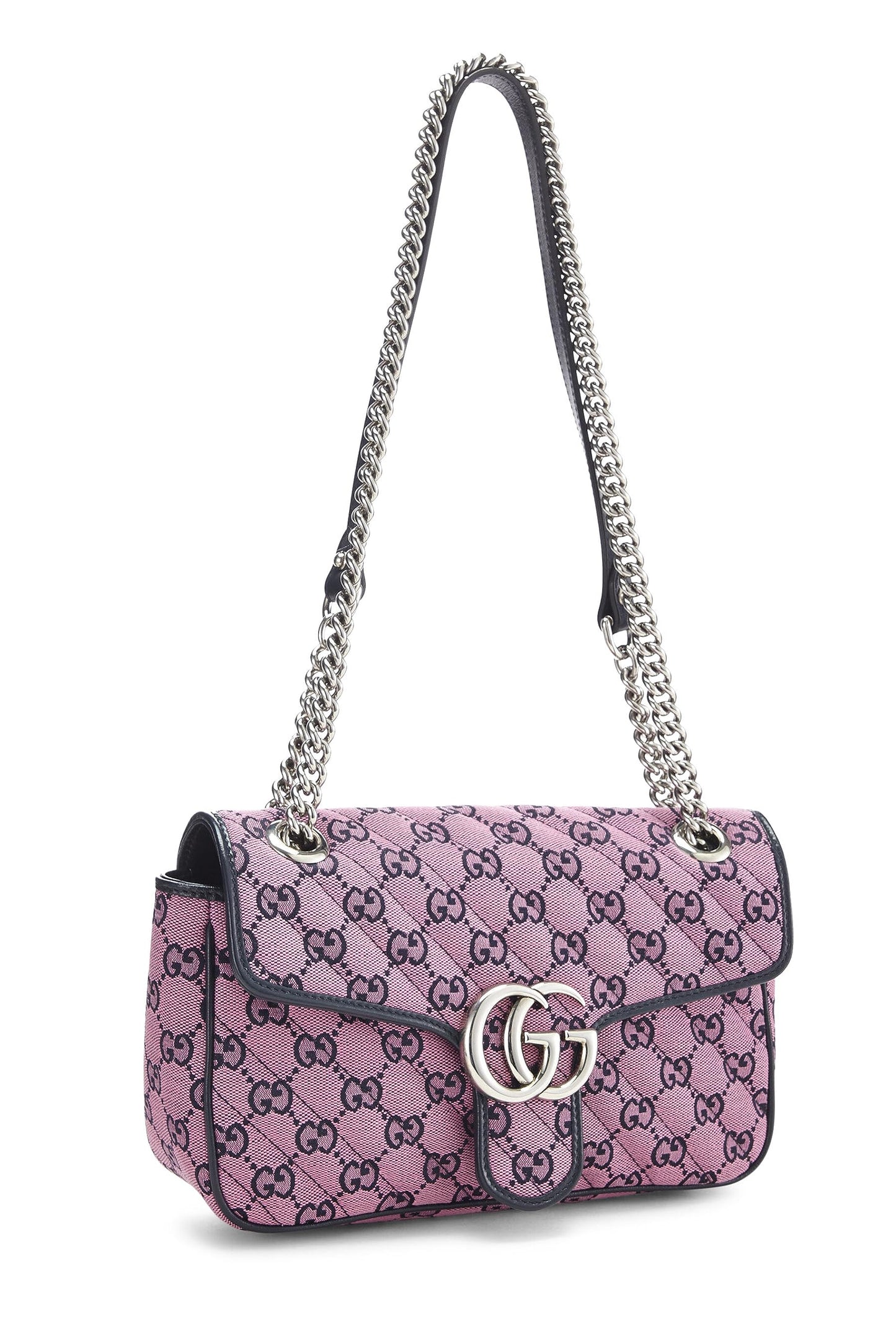 Gucci, Pink 'GG' Canvas Marmont Shoulder Bag Small, Pink