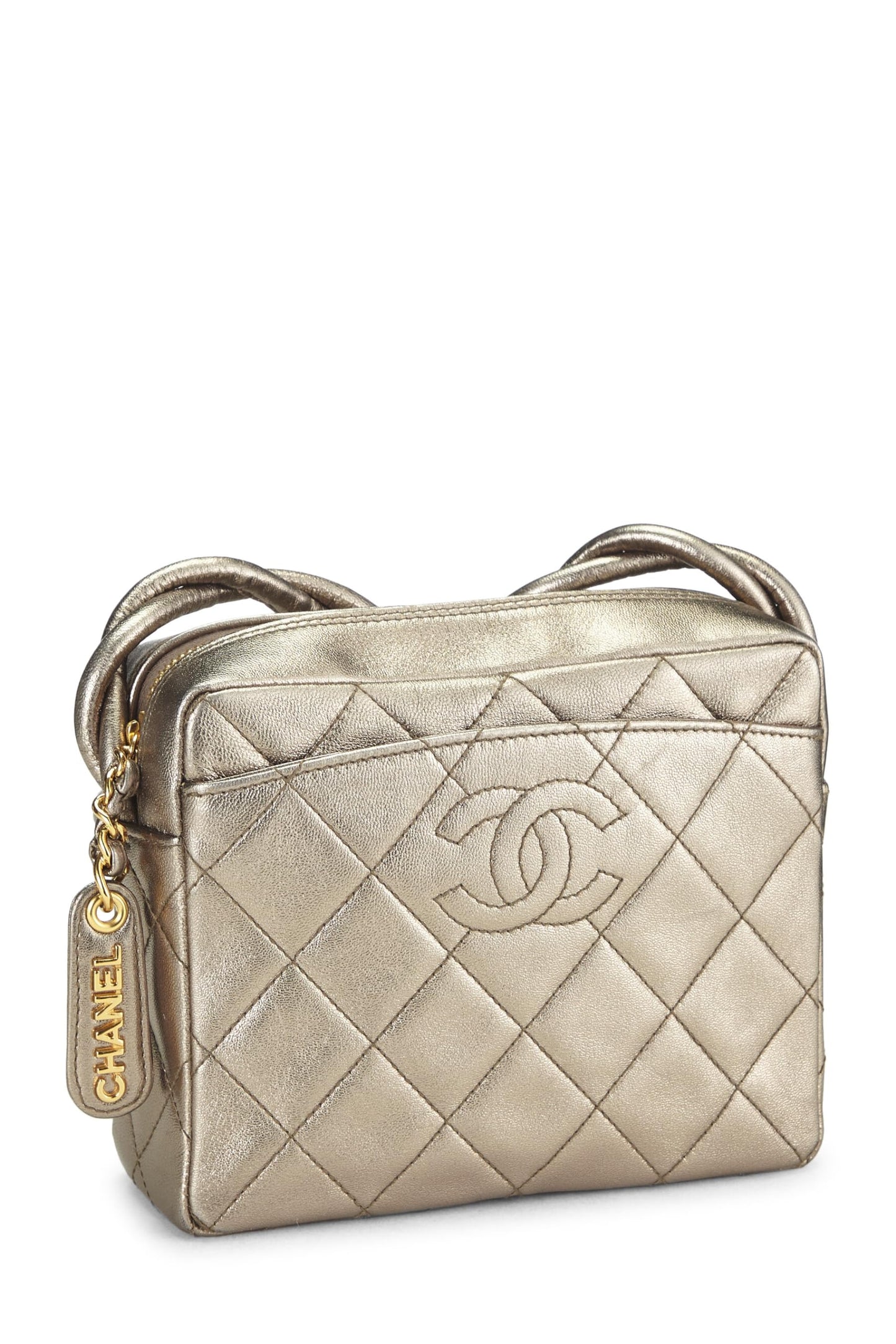 Chanel, Metallic Gold Quilted Lambskin Shoulder Bag Mini, Gold