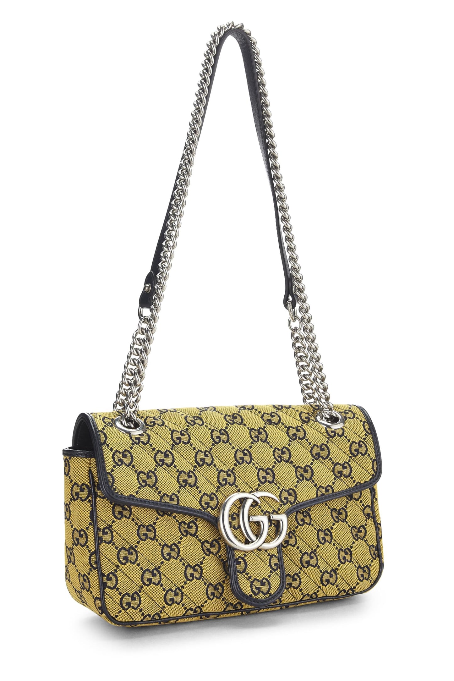 Gucci, Yellow GG Canvas Marmont Shoulder Bag Small, Yellow