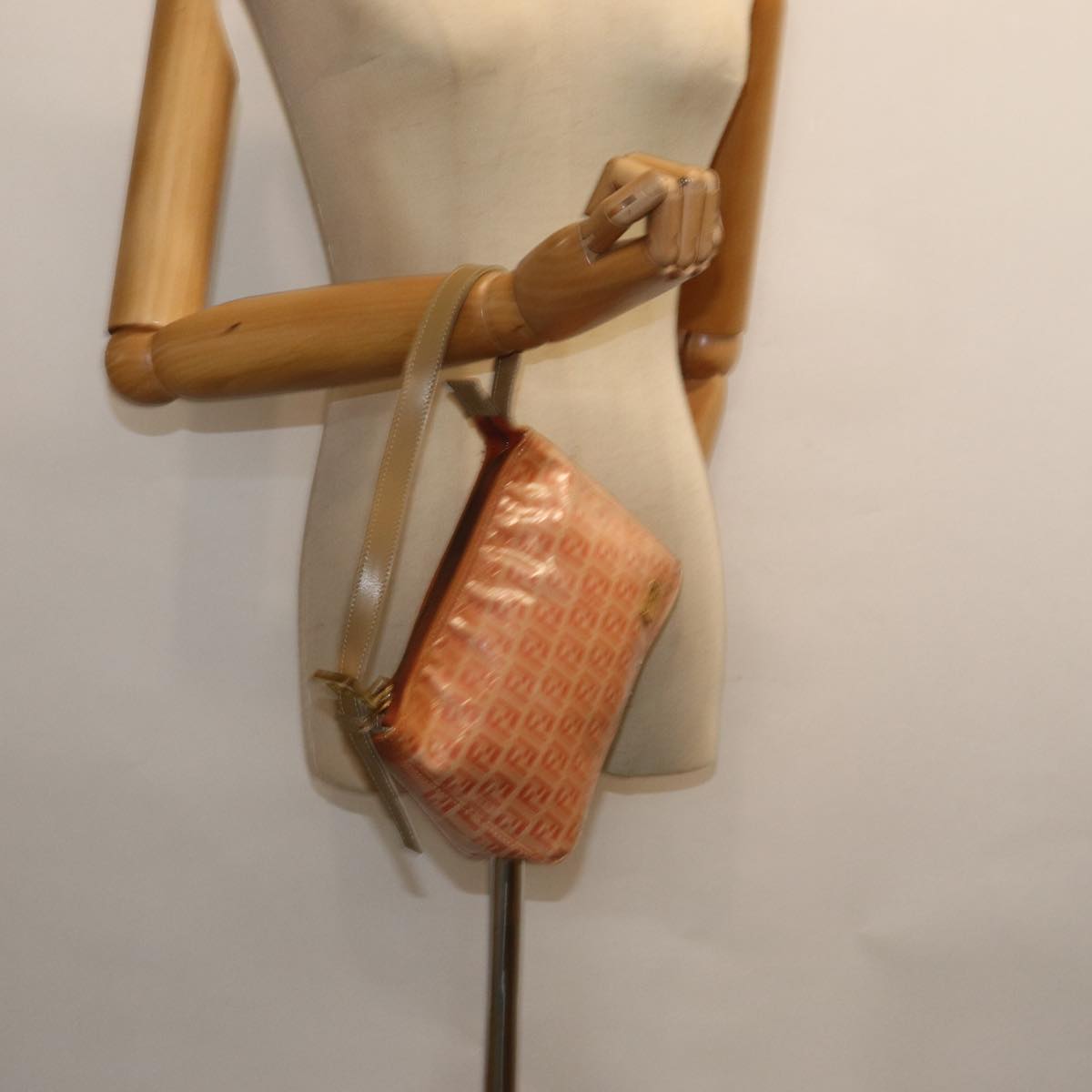 FENDI Zucchino Canvas Hand Bag Enamel Orange 81071