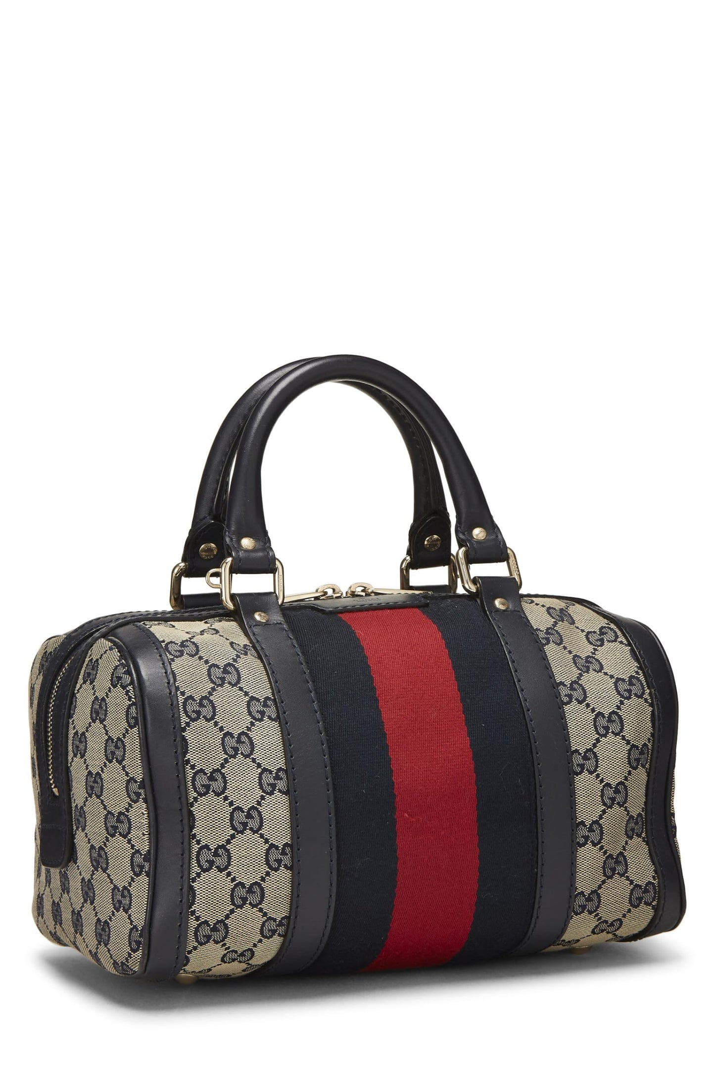 Gucci, Navy GG Canvas Web Boston Bag Small, Navy