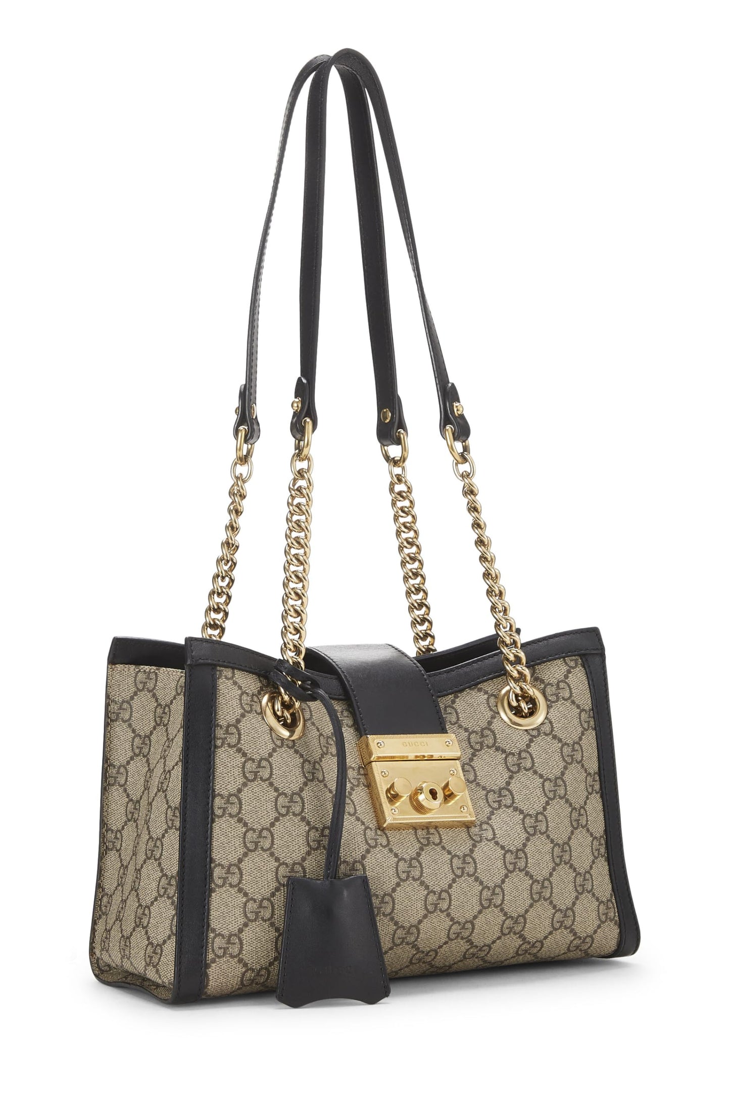 Gucci, Black GG Supreme Padlock Tote Small, Black