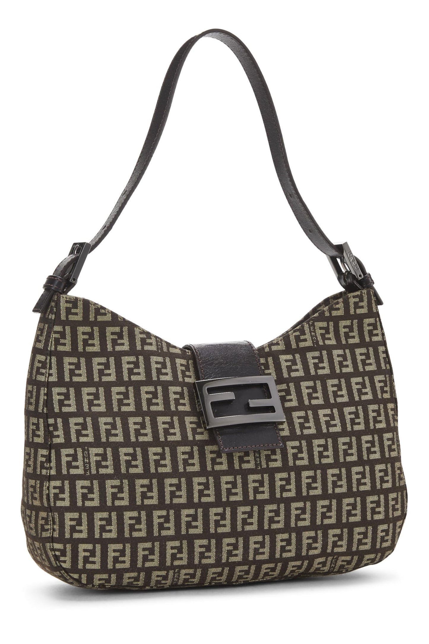 Fendi, Brown Zucchino Canvas Shoulder Bag, Brown