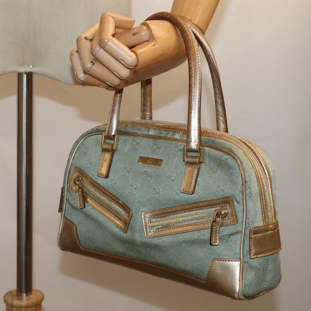 GUCCI GG Canvas Hand Bag Light Blue 000 0852 81164