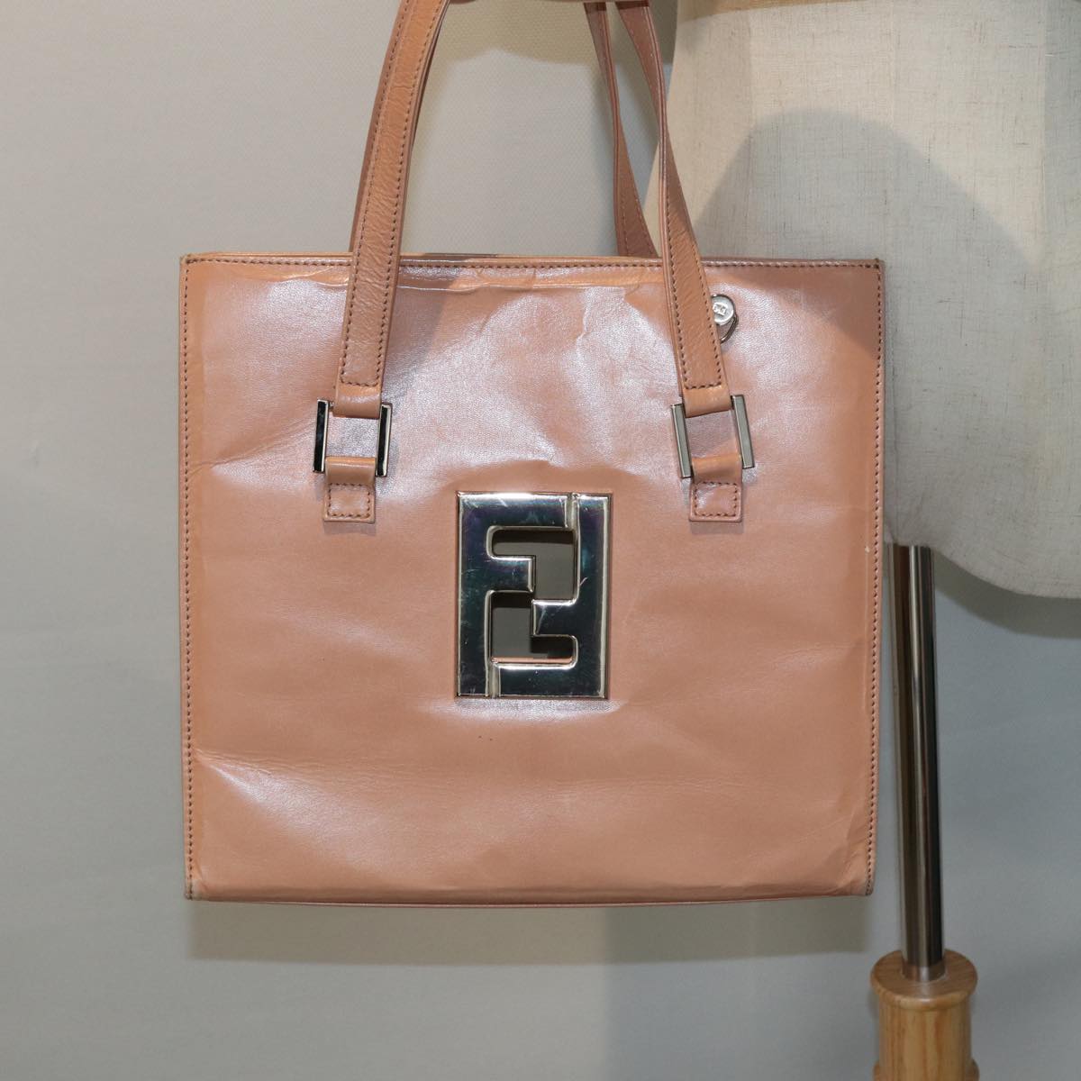 FENDI Hand Bag Leather Beige 81187