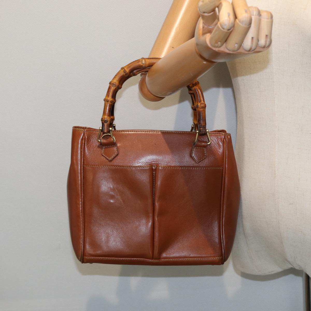 GUCCI Bamboo Hand Bag Leather Brown 000 122 0316 81328