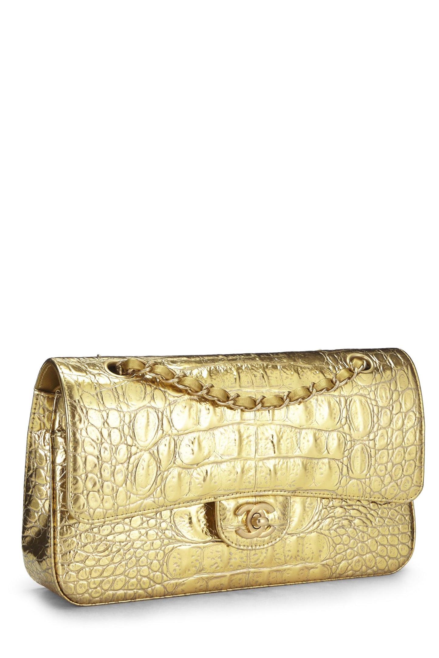 Chanel, Gold Embossed Classic Double Flap Small, Gold