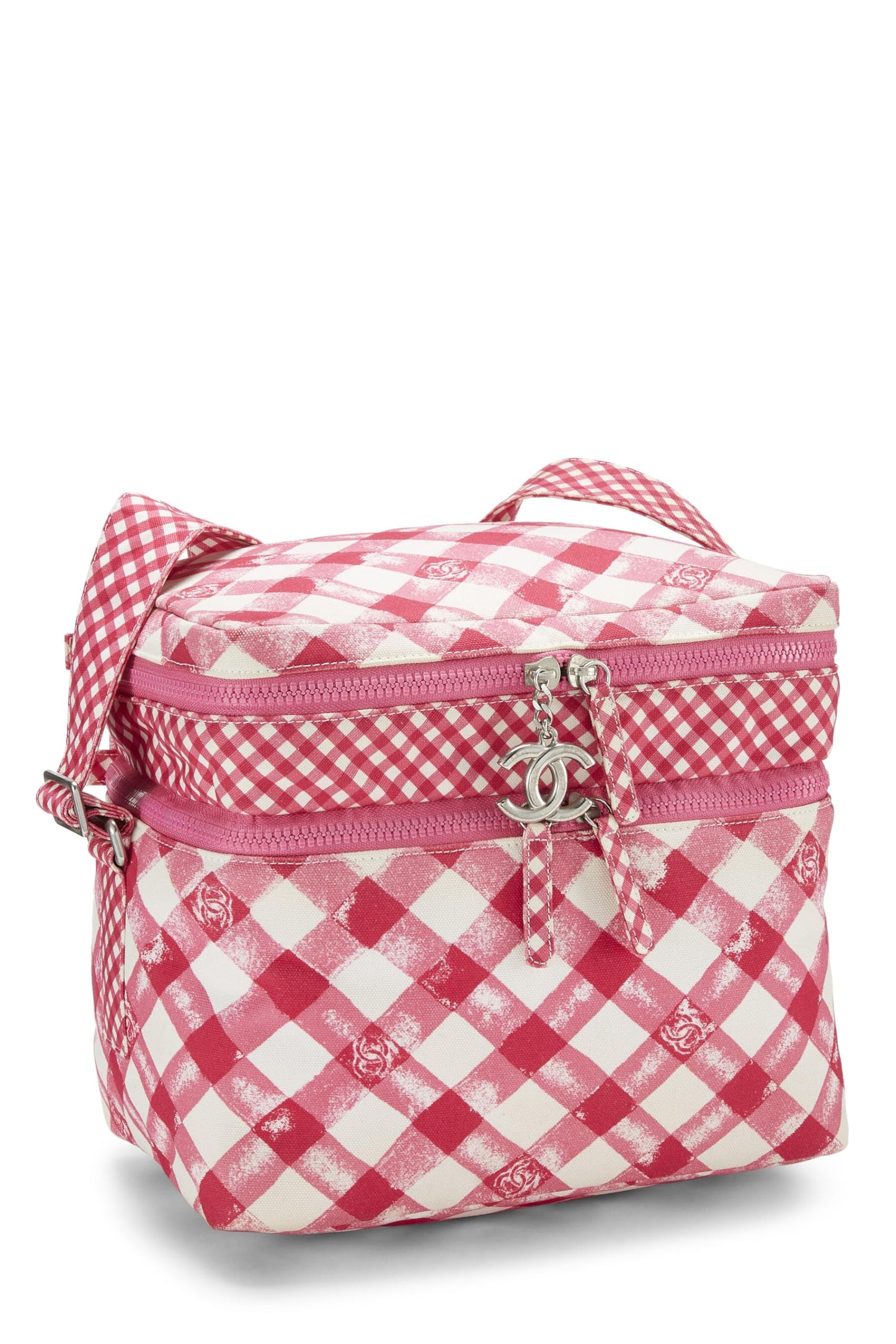 Chanel, Pink & White Canvas Lunch Box Handbag, Multi
