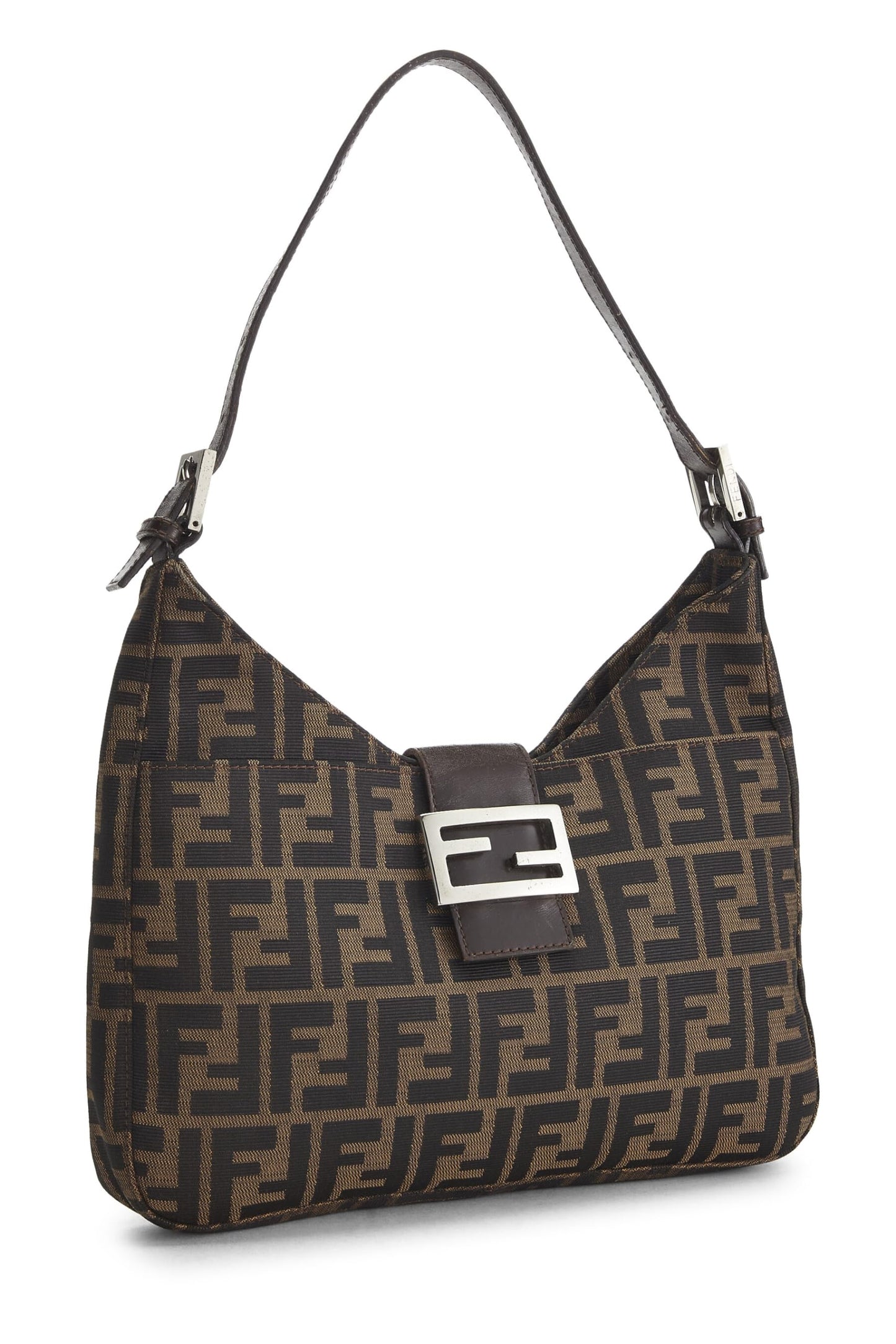 Fendi, Brown Zucca Canvas Shoulder Bag, Brown