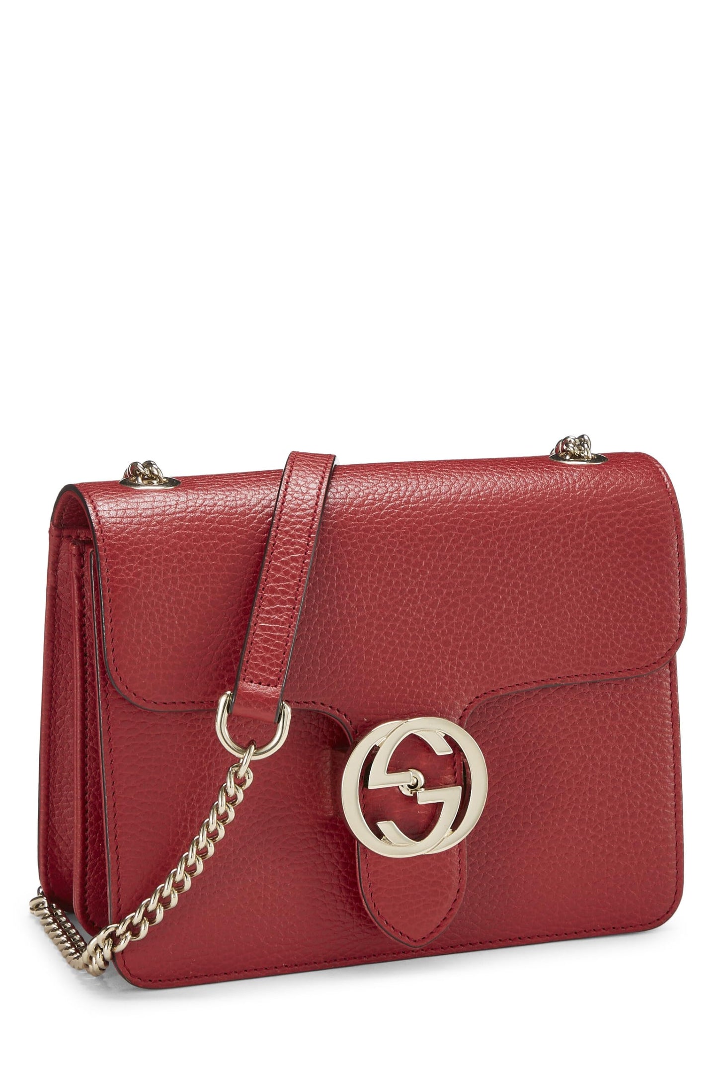 Gucci, Red Leather Interlocking GG Crossbody, Red