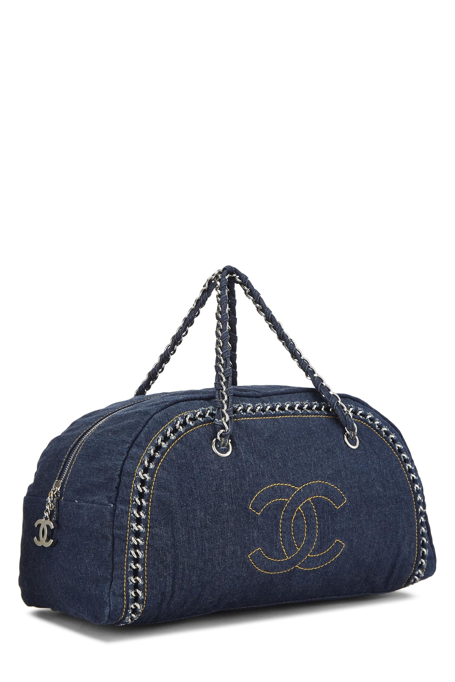 Chanel, Blue Denim Luxe Ligne Bowler Large, Blue