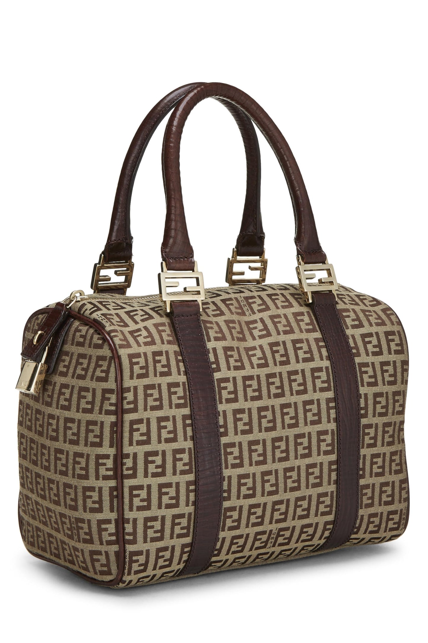 Fendi, Brown Zucchino Coated Canvas Boston, Brown